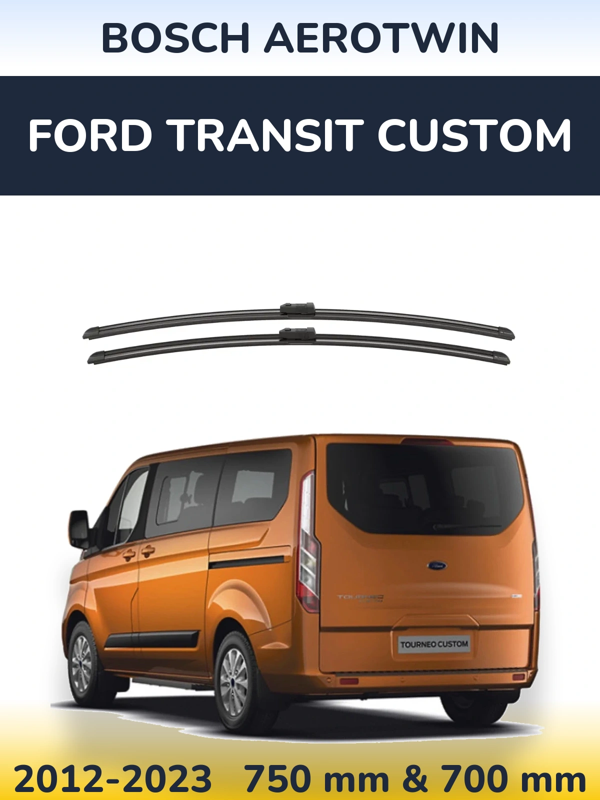 Комплект передних дворников BOSCH AeroTwin 750 & 700 мм для Ford Transit Custom 2012-2023
