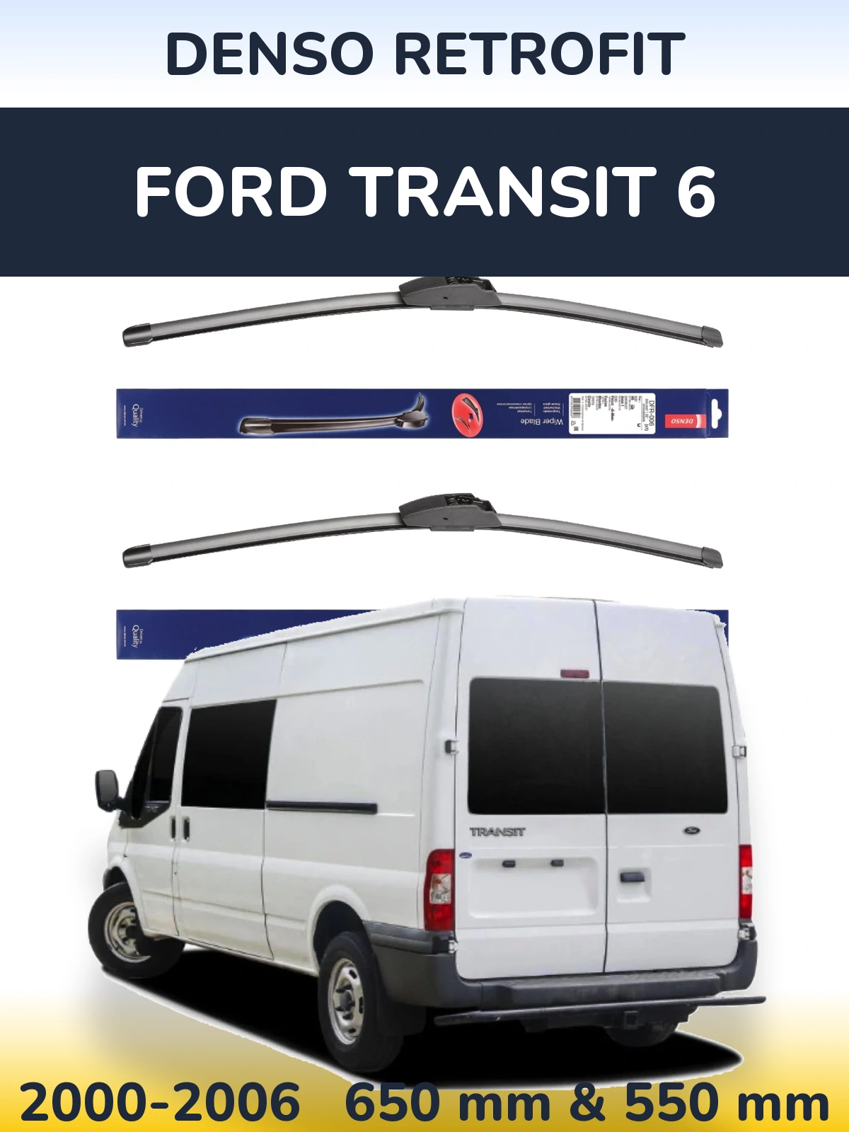 Комплект передніх щіток Denso Retrofit 650 & 550 мм для Ford Transit 6 2000-2006