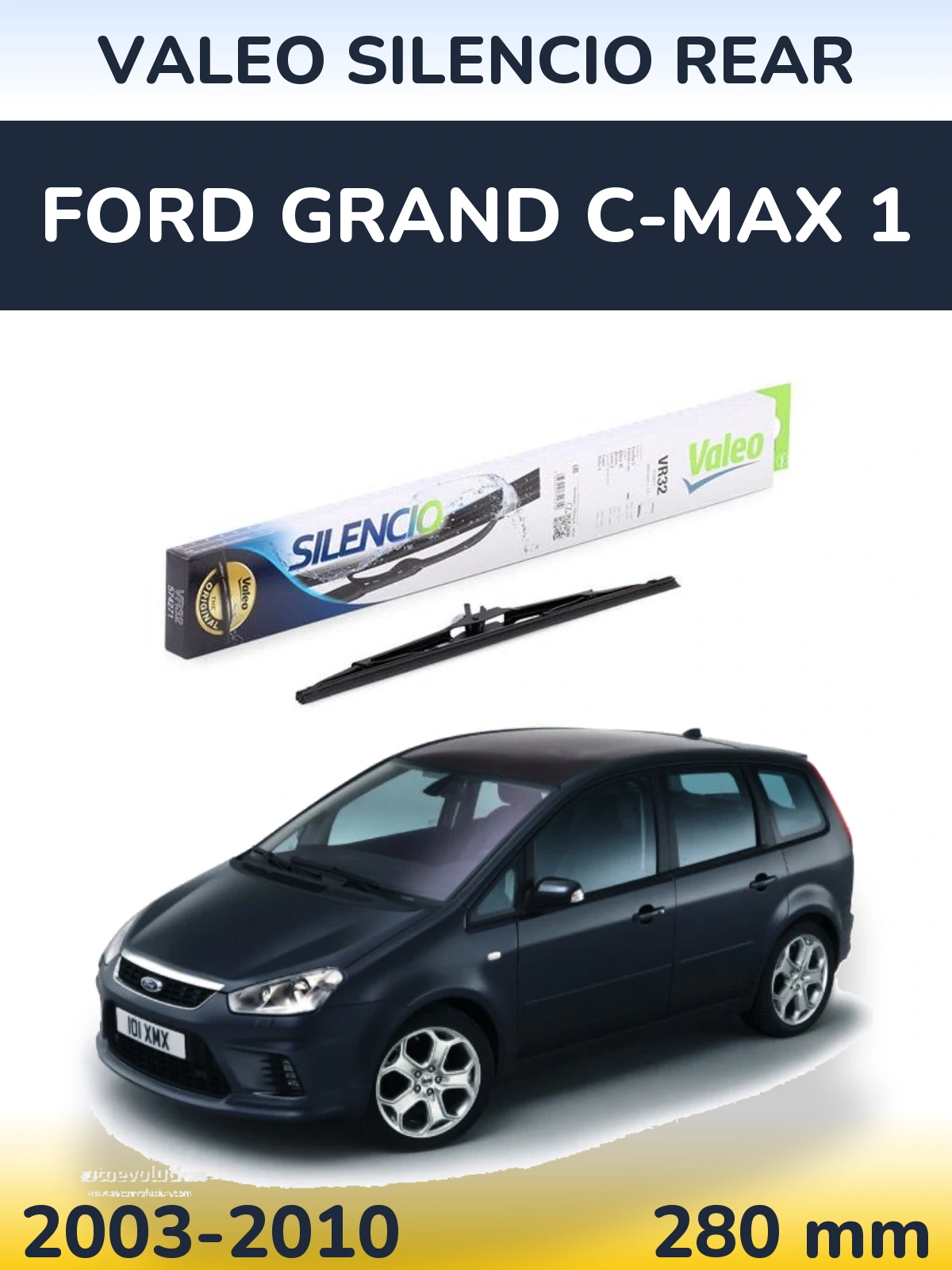 Rear wiper blade Valeo Silencio Rear 280 mm for Ford Grand C-MAX 1 2003-2010