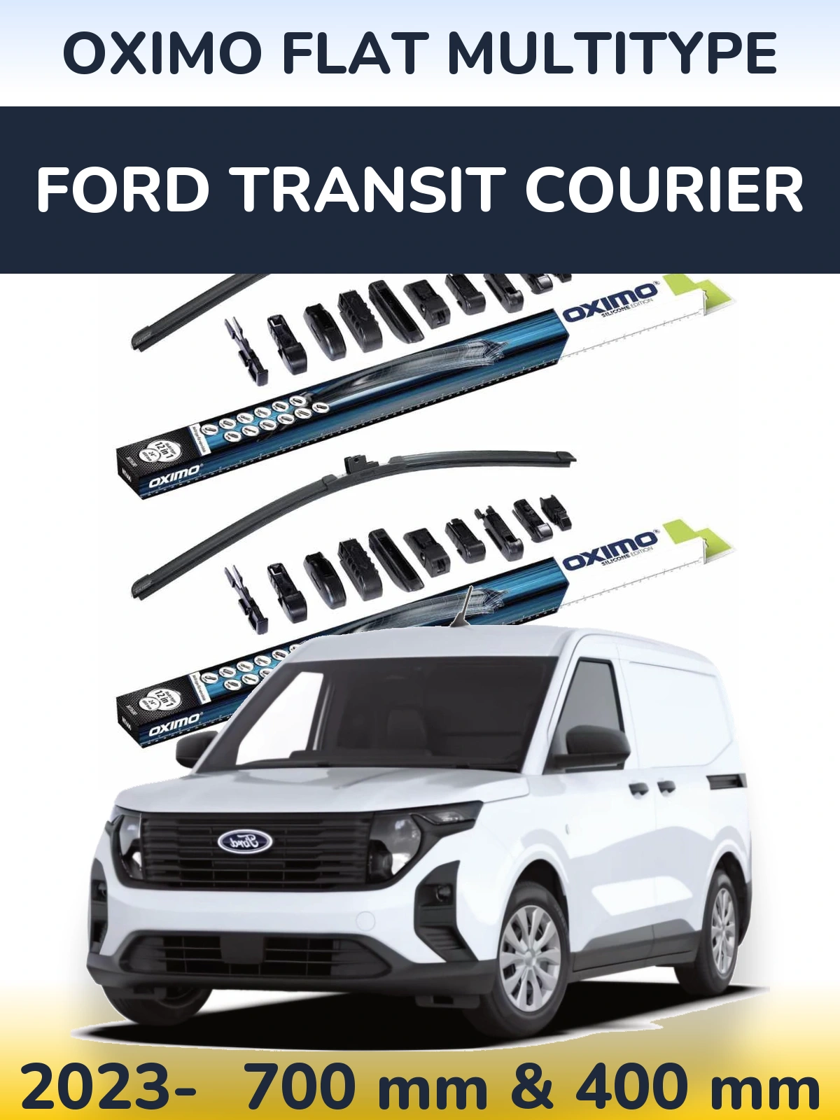 Комплект передних дворников Oximo Flat MultiТипe 700 & 400 мм для Ford Transit Courier 2023-2026