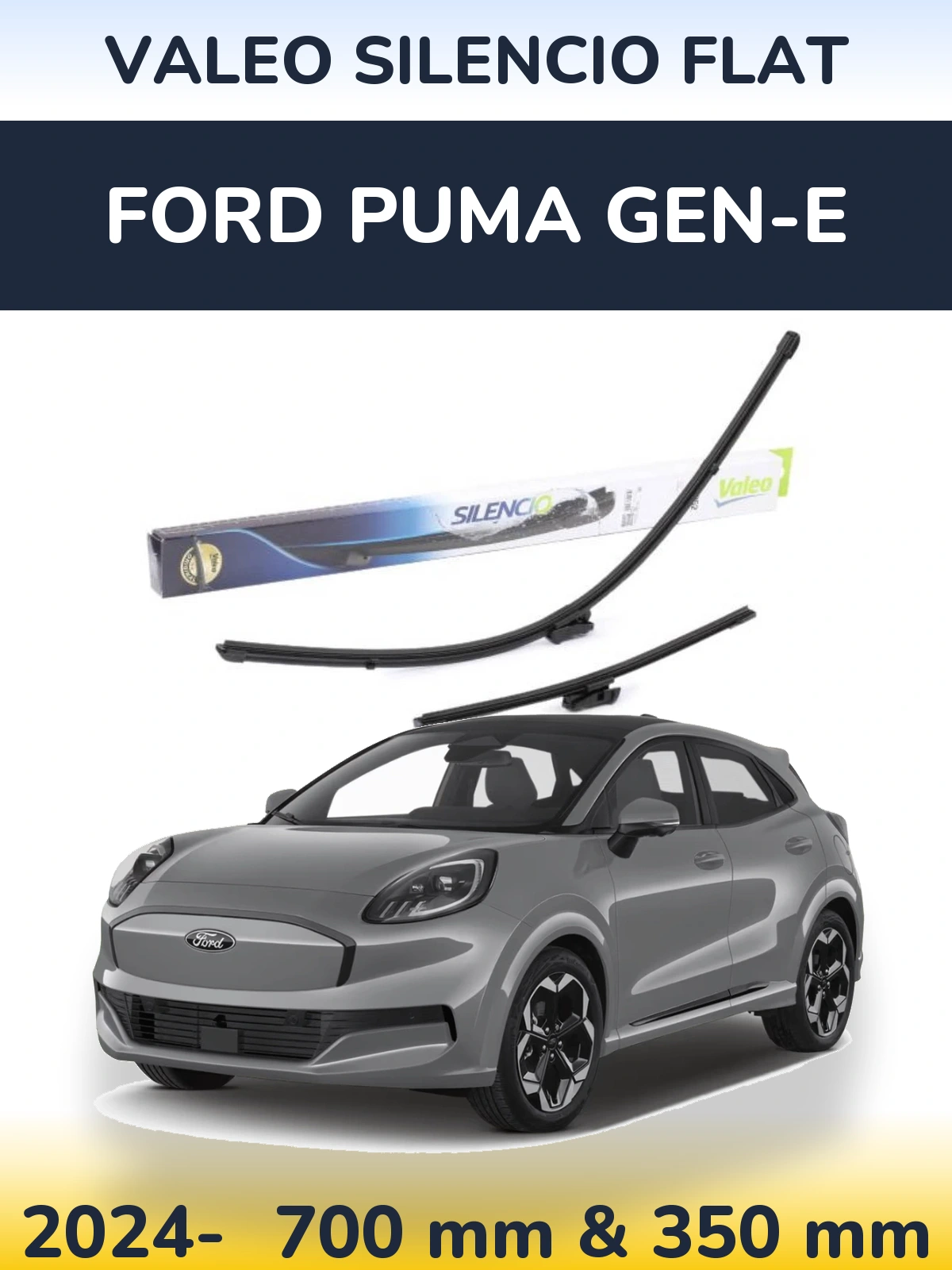 Front wiper blade set Valeo Silencio Flat 700 & 350 mm for Ford Puma Gen-E 2024-2026