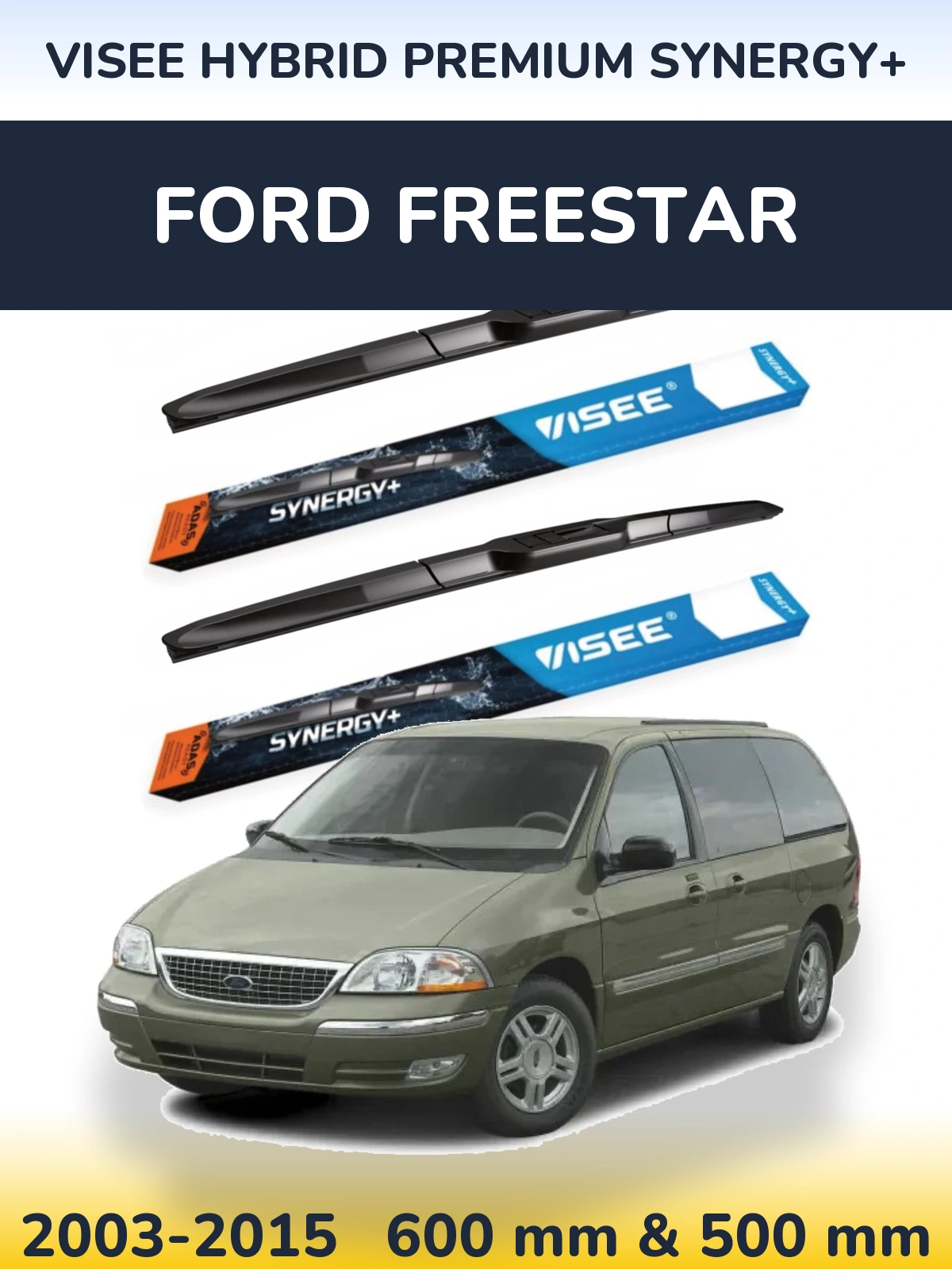 Комплект передніх щіток VISEE HYBRID PREMIUM SYNERGY+ 600 & 500 мм для Ford Freestar 2003-2015