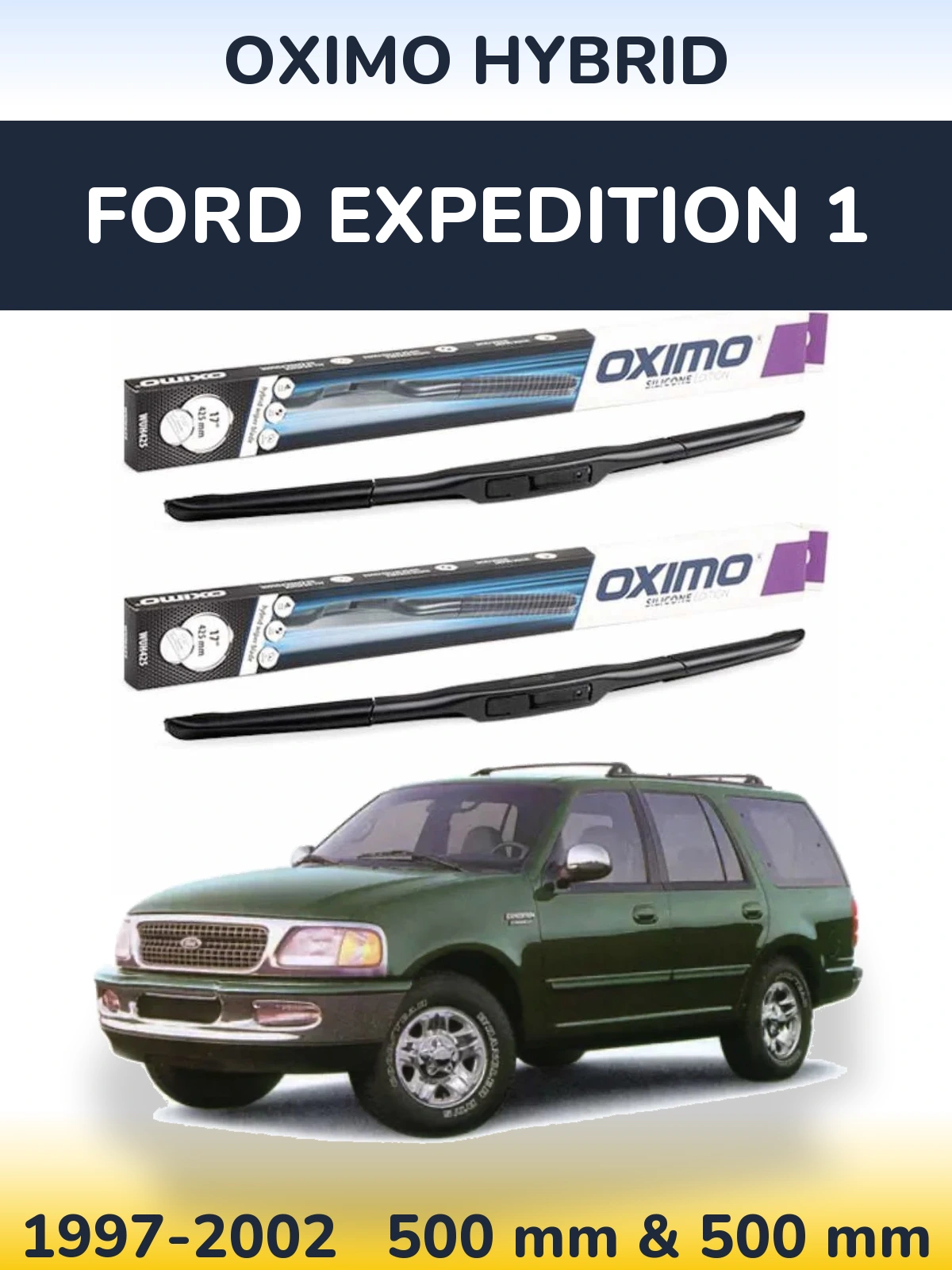 Комплект передних дворников Oximo Hybrid 500 & 500 мм для Ford Expedition 1 1997-2002