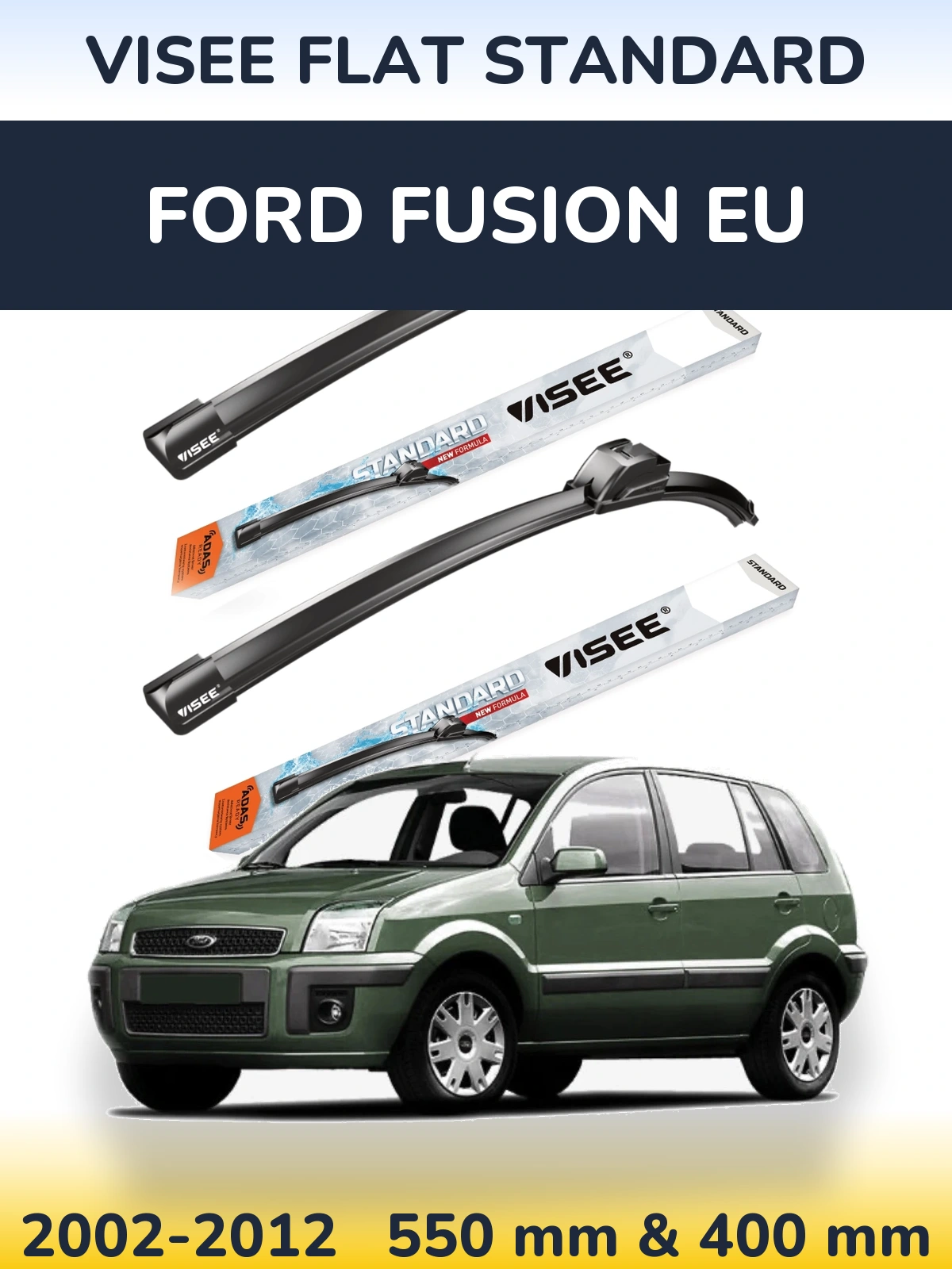 Комплект передних дворников VISEE FLAT STANDARD 550 & 400 мм для Ford Fusion EU 2002-2012