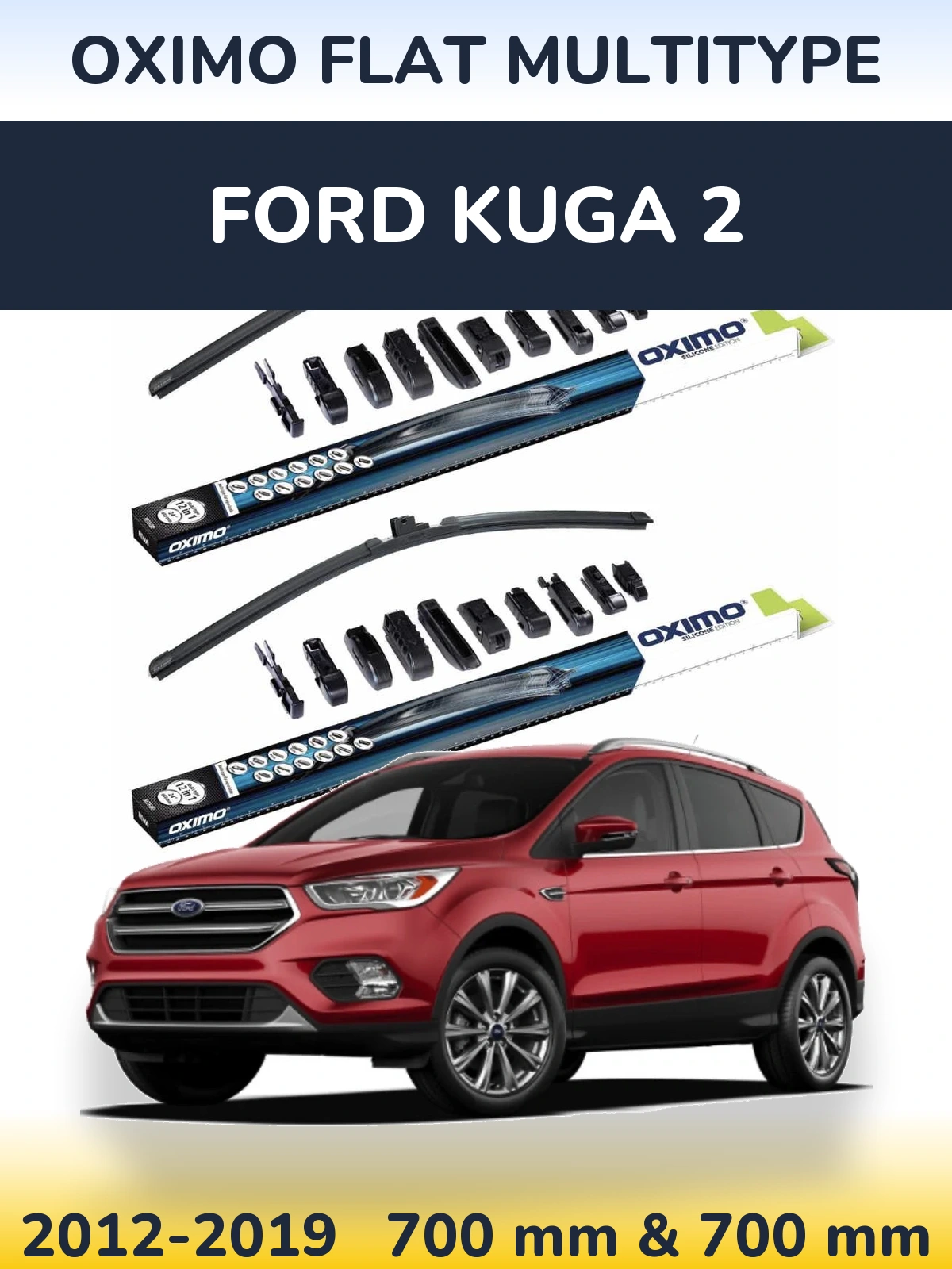 Front wiper blade set Oximo Flat MultiTypee 700 & 700 mm for Ford Kuga 2 2012-2019