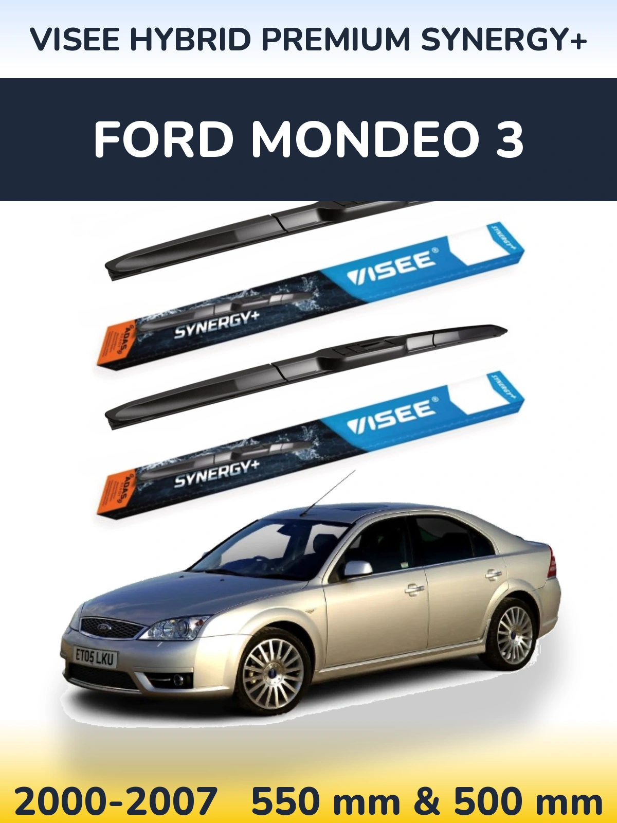 Комплект передних дворников VISEE HYBRID PREMIUM SYNERGY+ 550 & 500 мм для Ford Mondeo 3 2000-2007