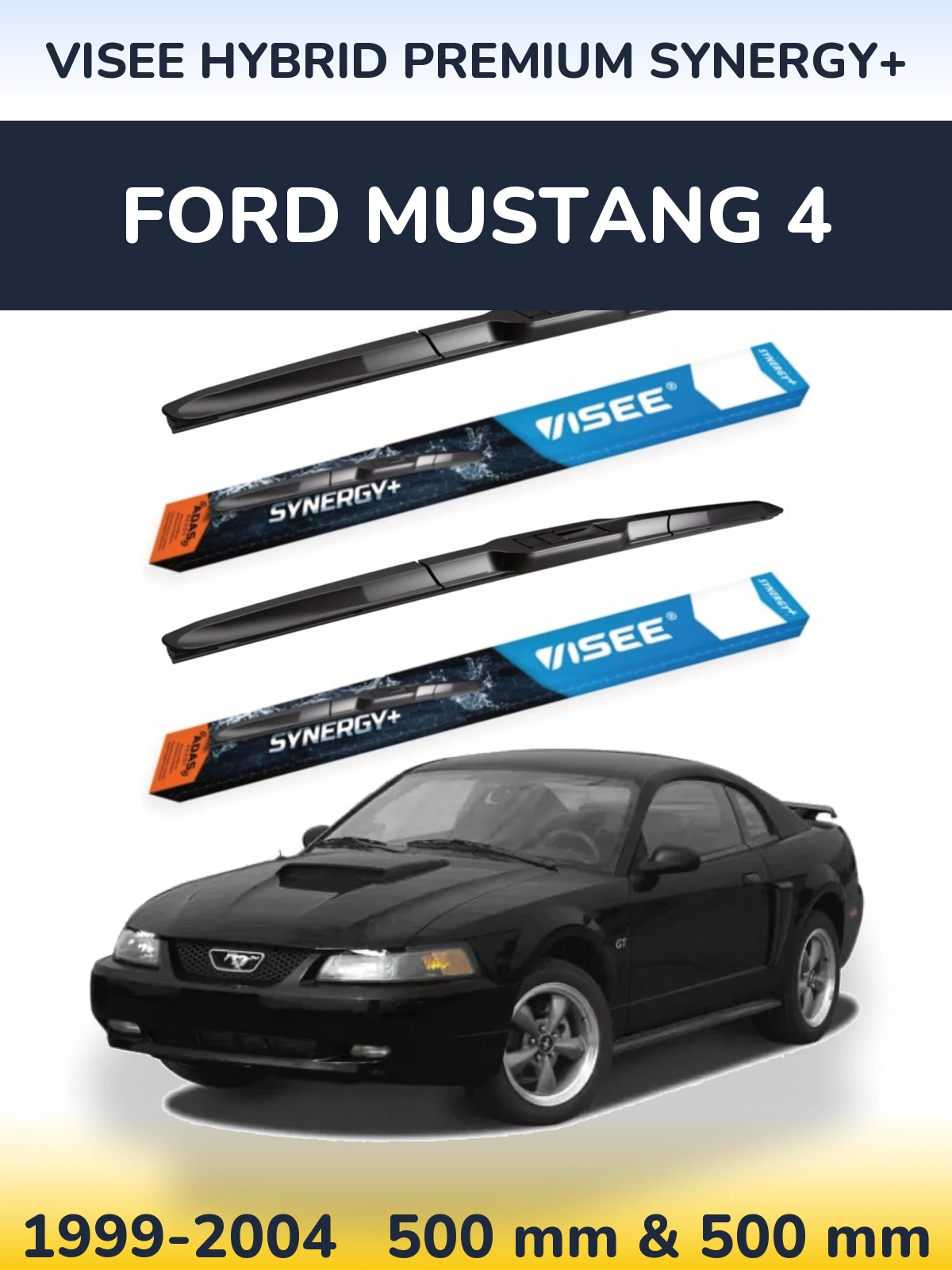 Комплект передніх щіток VISEE HYBRID PREMIUM SYNERGY+ 500 & 500 мм для Ford Mustang 4 1999-2004