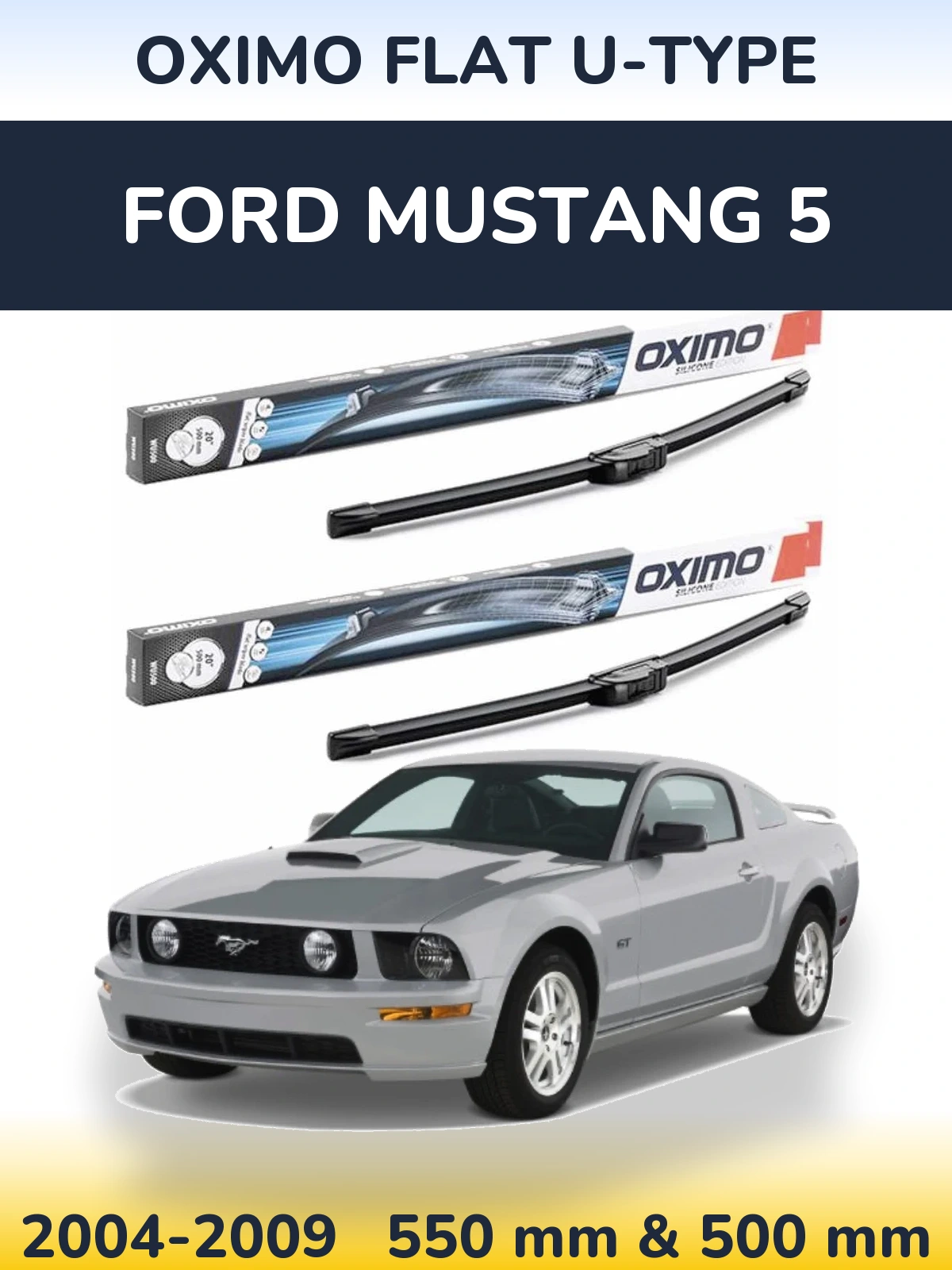 Комплект передних дворников Oximo Flat U-type 550 & 500 мм для Ford Mustang 5 2004-2009