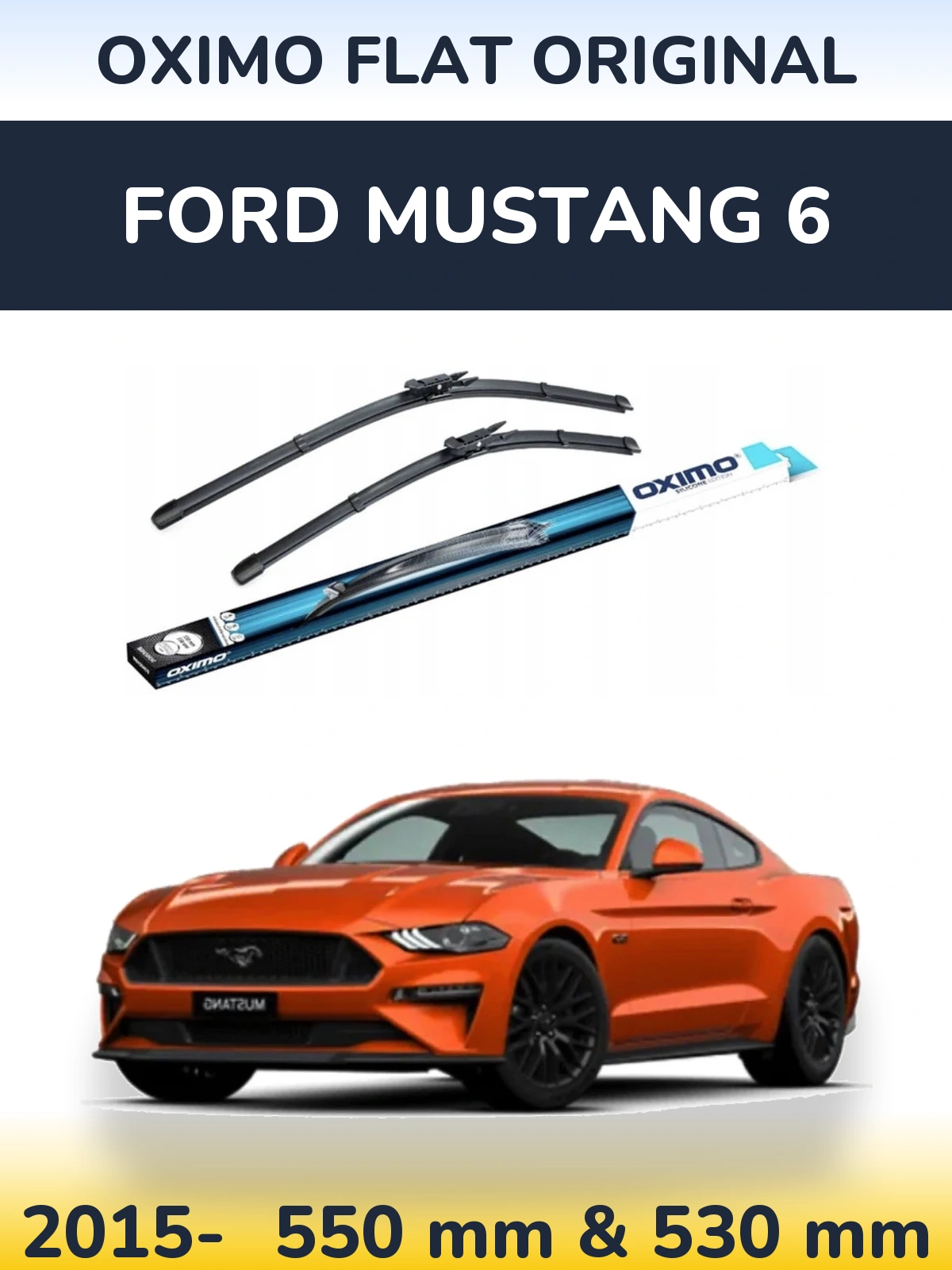 Комплект передних дворников Oximo Flat Original 550 & 530 мм для Ford Mustang 6 2015-2026