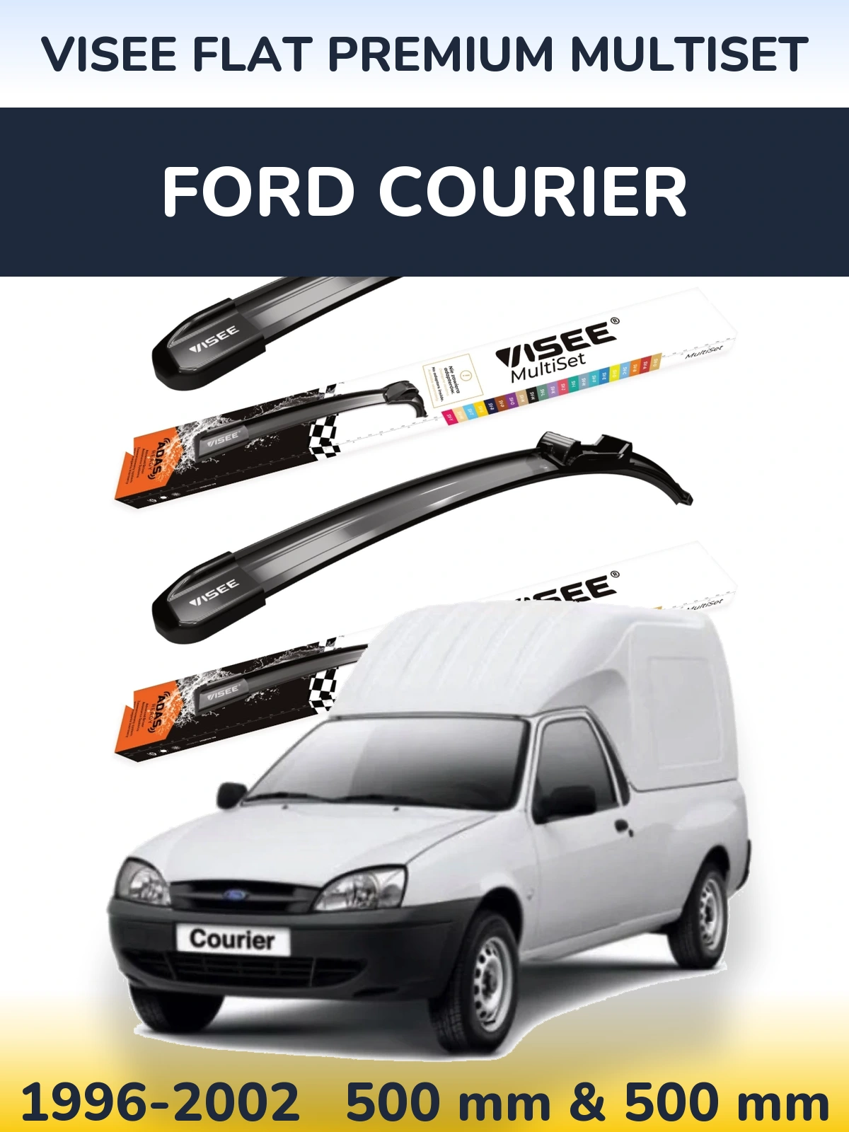Комплект передних дворников VISEE FLAT PREMIUM MultiSet 500 & 500 мм для Ford Courier 1996-2002