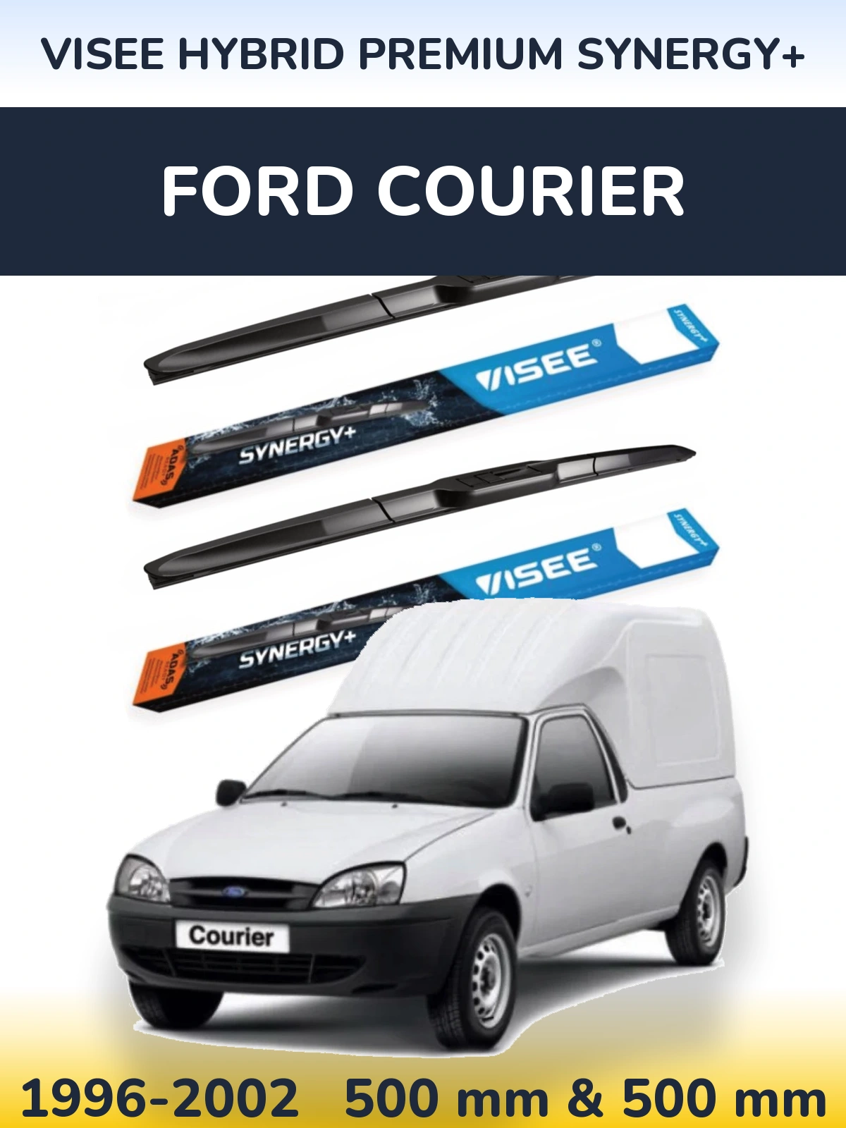 Front wiper blade set VISEE HYBRID PREMIUM SYNERGY+ 500 & 500 mm for Ford Courier 1996-2002