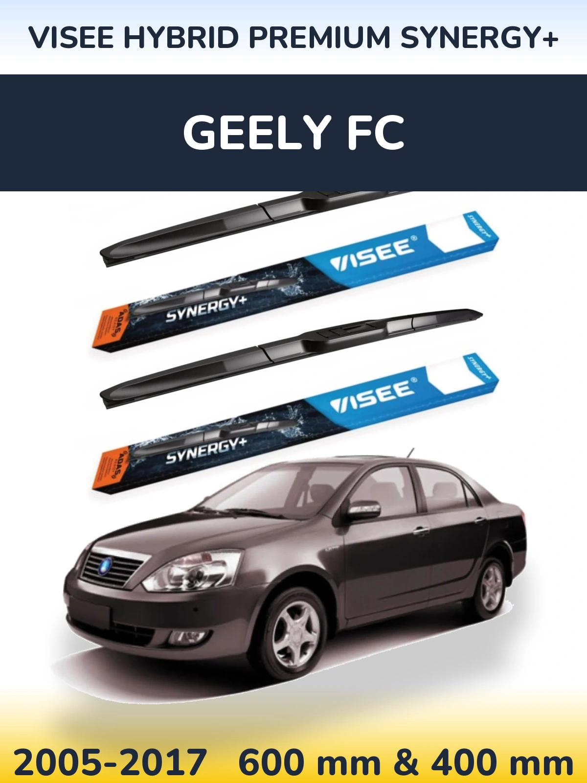 Комплект передних дворников VISEE HYBRID PREMIUM SYNERGY+ 600 & 400 мм для Geely FC 2005-2017