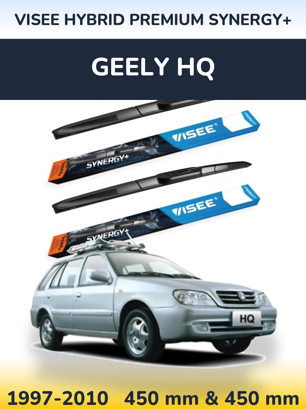 Front wiper blade set VISEE HYBRID PREMIUM SYNERGY+ 450 & 450 mm for Geely HQ 1997-2010