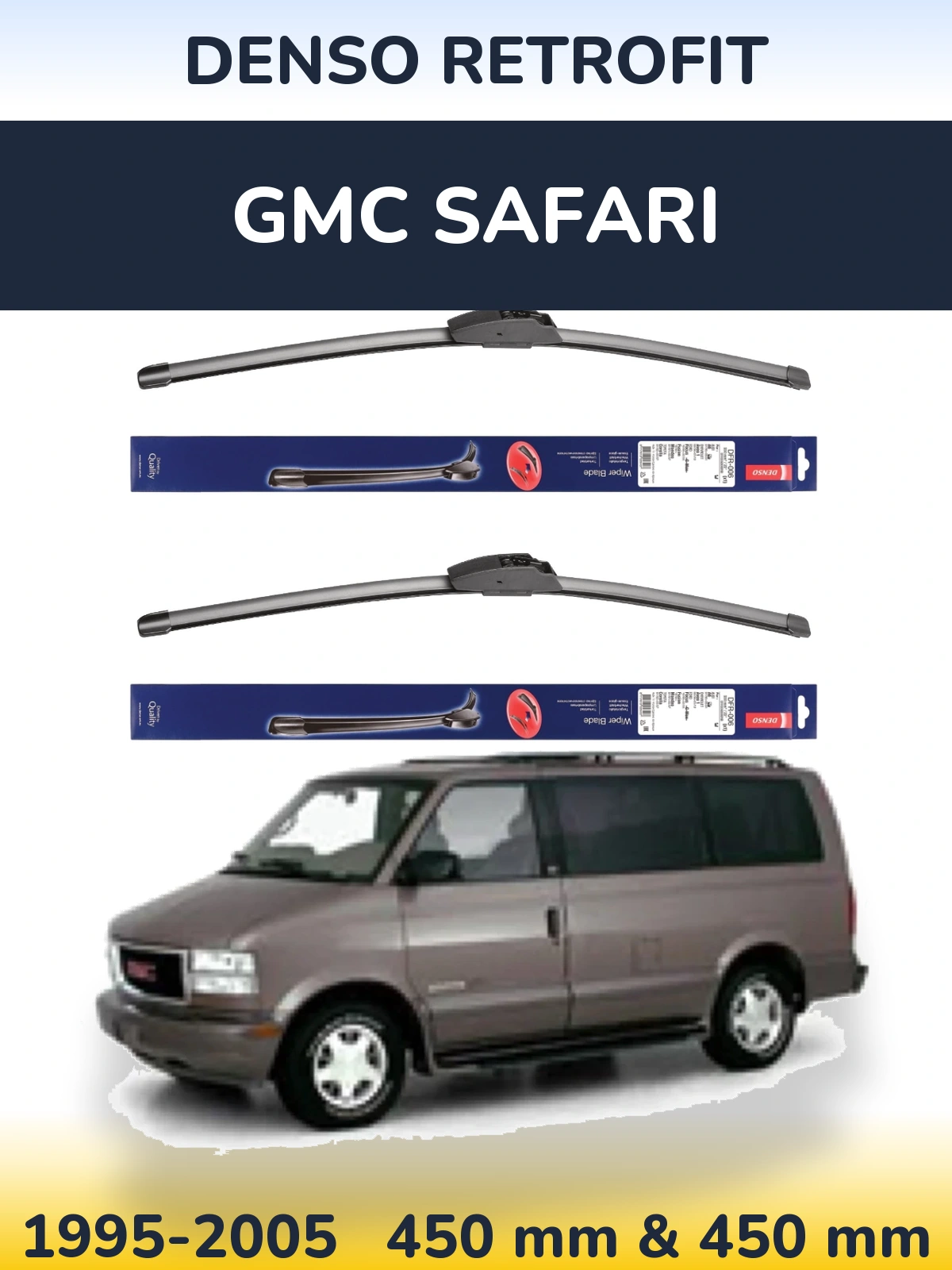 Front wiper blade set Denso Retrofit 450 & 450 mm for GMC Safari 1995-2005