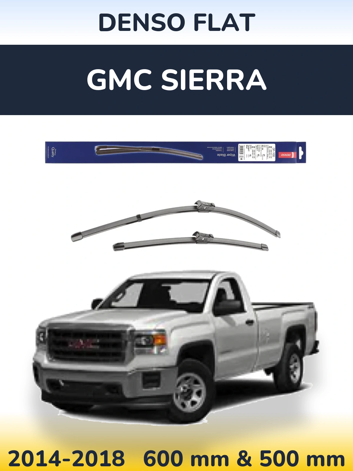 Комплект передних дворников Denso Flat 600 & 500 мм для GMC Sierra 2014-2018