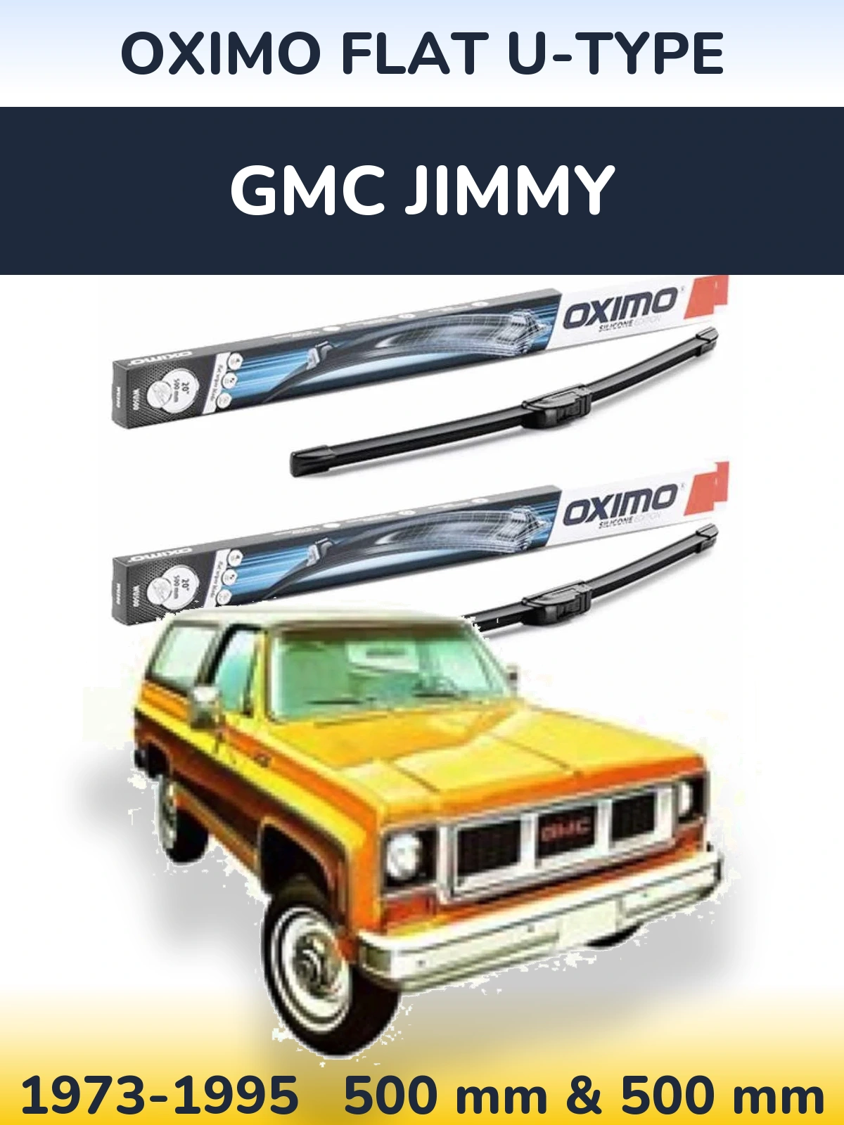 Front wiper blade set Oximo Flat U-type 500 & 500 mm for GMC Jimmy 1973-1995