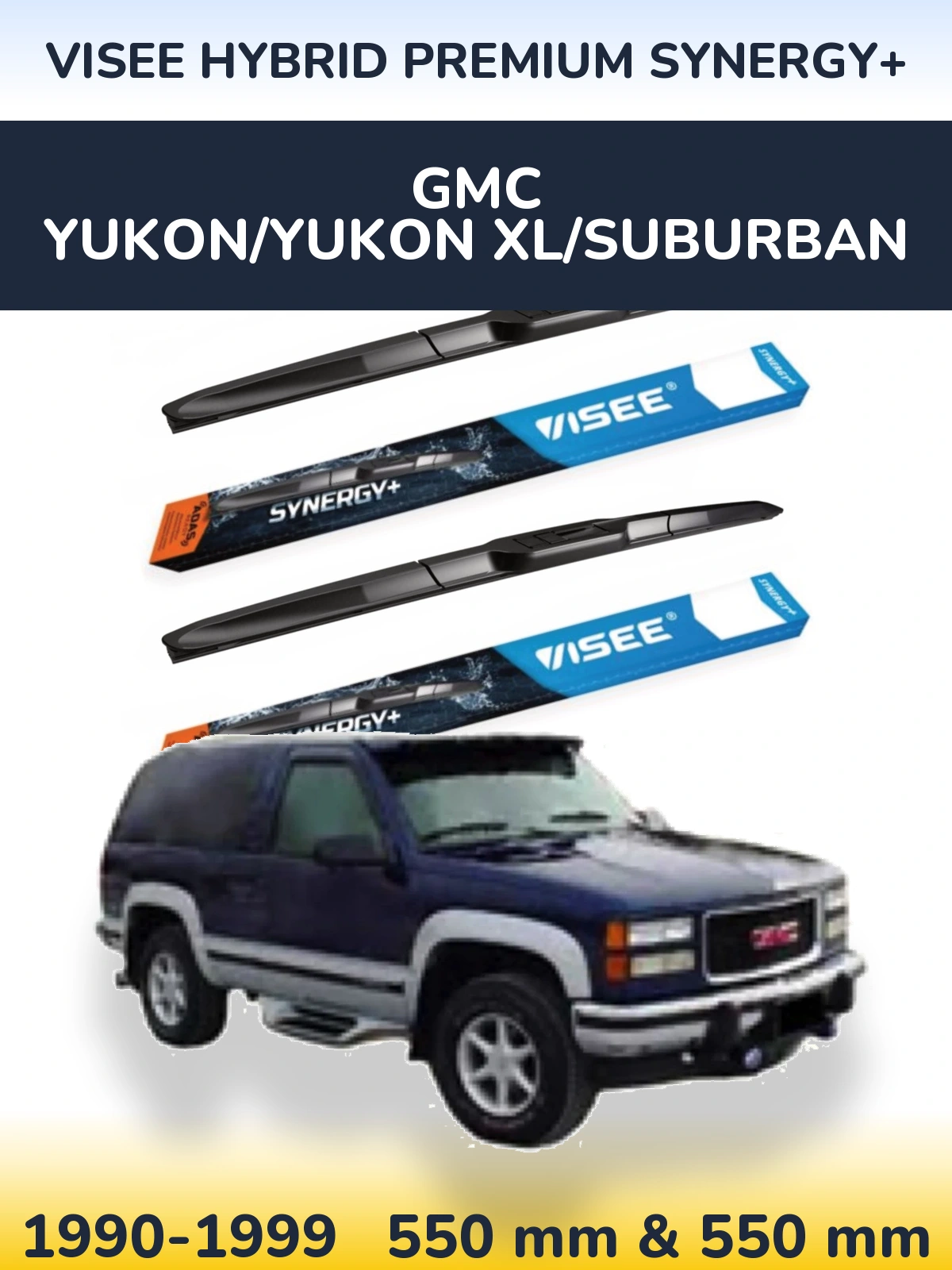 Front wiper blade set VISEE HYBRID PREMIUM SYNERGY+ 550 & 550 mm for GMC Yukon/Yukon XL/Suburban 1990-1999