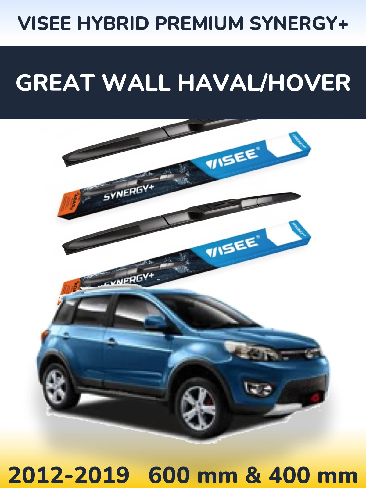 Front wiper blade set VISEE HYBRID PREMIUM SYNERGY+ 600 & 400 mm for Great Wall Haval/Hover 2012-2019