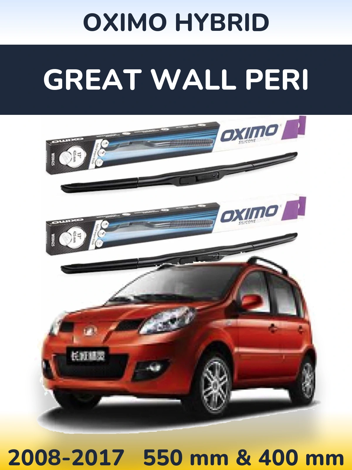 Front wiper blade set Oximo Hybrid 550 & 400 mm for Great Wall Peri 2008-2017
