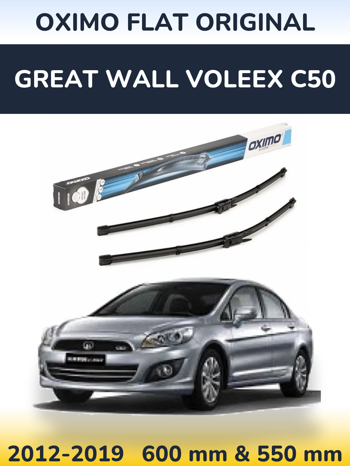 Front wiper blade set Oximo Flat Original 600 & 550 mm for Great Wall Voleex C50 2012-2019