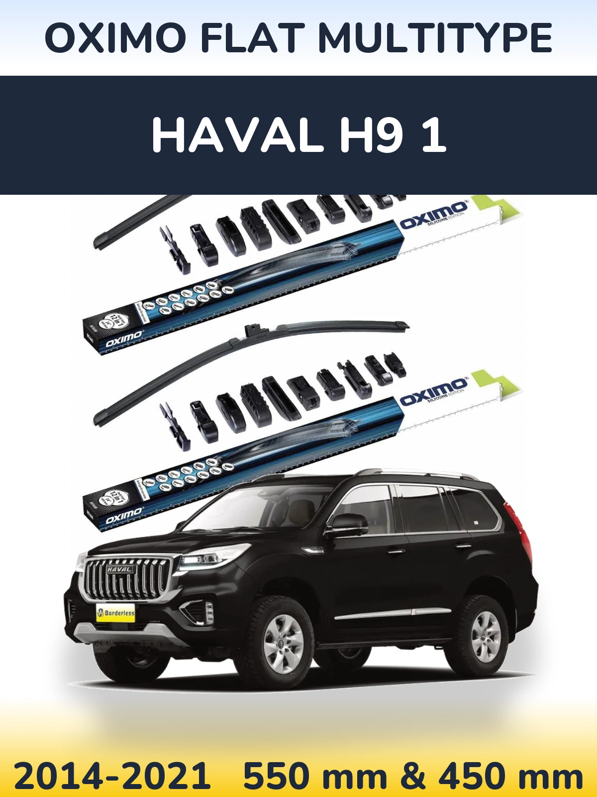 Комплект передних дворников Oximo Flat MultiТипe 550 & 450 мм для Haval H9 1 2014-2021