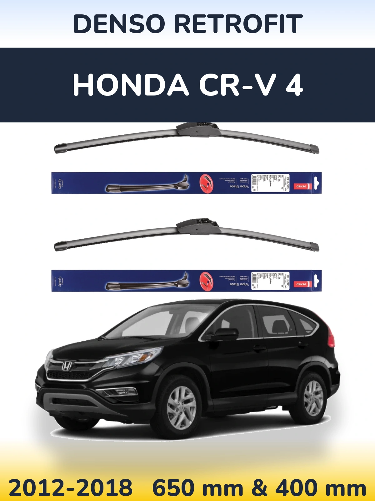 Front wiper blade set Denso Retrofit 650 & 400 mm for Honda CR-V 4 2012-2018
