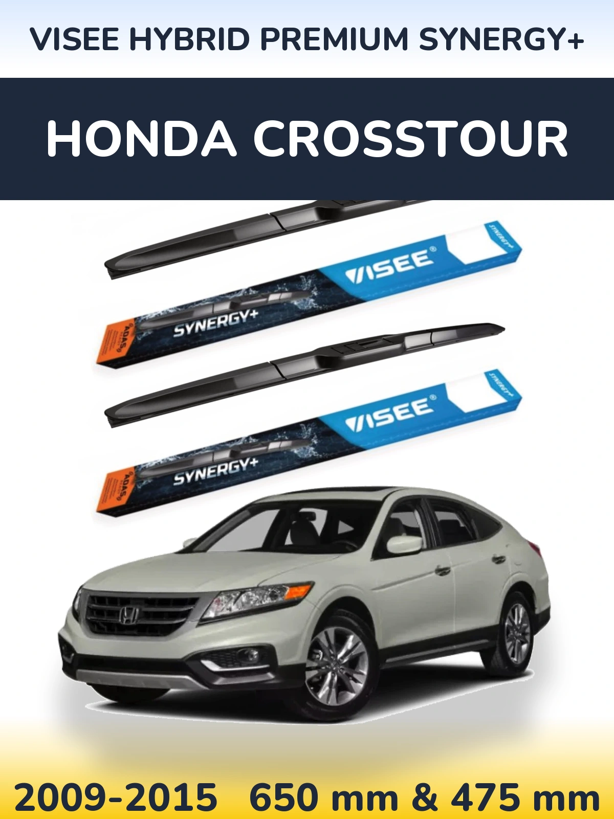 Комплект передних дворников VISEE HYBRID PREMIUM SYNERGY+ 650 & 475 мм для Honda Crosstour 2009-2015