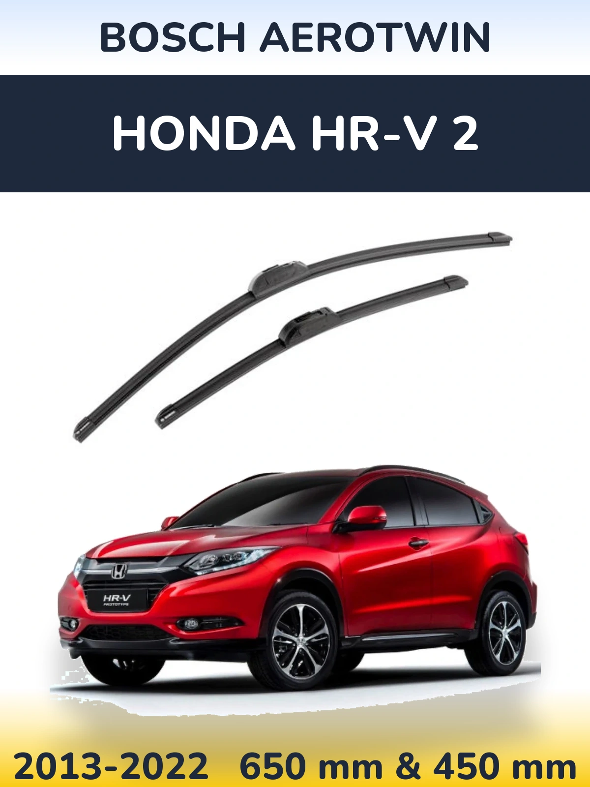 Front wiper blade set BOSCH AeroTwin 650 & 450 mm for Honda HR-V 2 2013-2022