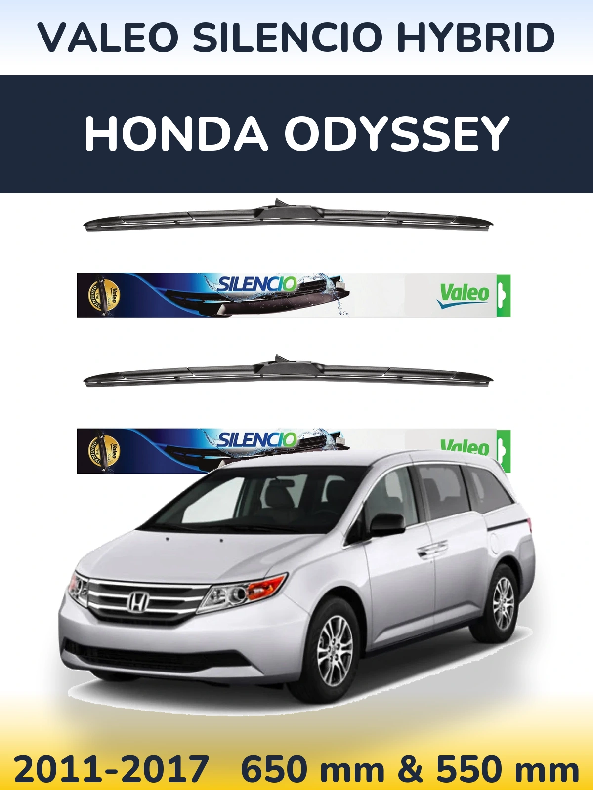 Комплект передних дворников Valeo Silencio Hybrid 650 & 550 мм для Honda Odyssey 2011-2017