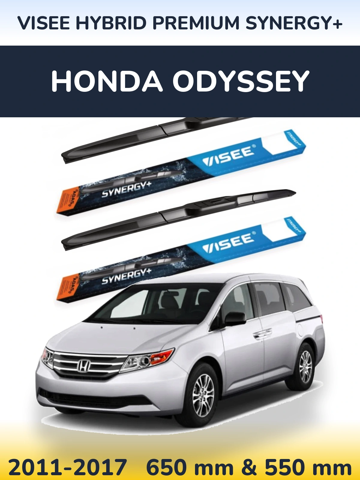 Front wiper blade set VISEE HYBRID PREMIUM SYNERGY+ 650 & 550 mm for Honda Odyssey 2011-2017