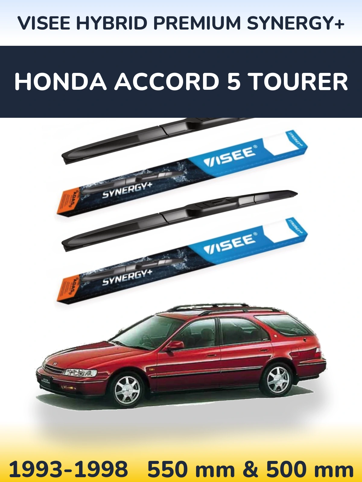 Комплект передних дворников VISEE HYBRID PREMIUM SYNERGY+ 550 & 500 мм для Honda Accord 5 Tourer 1993-1998