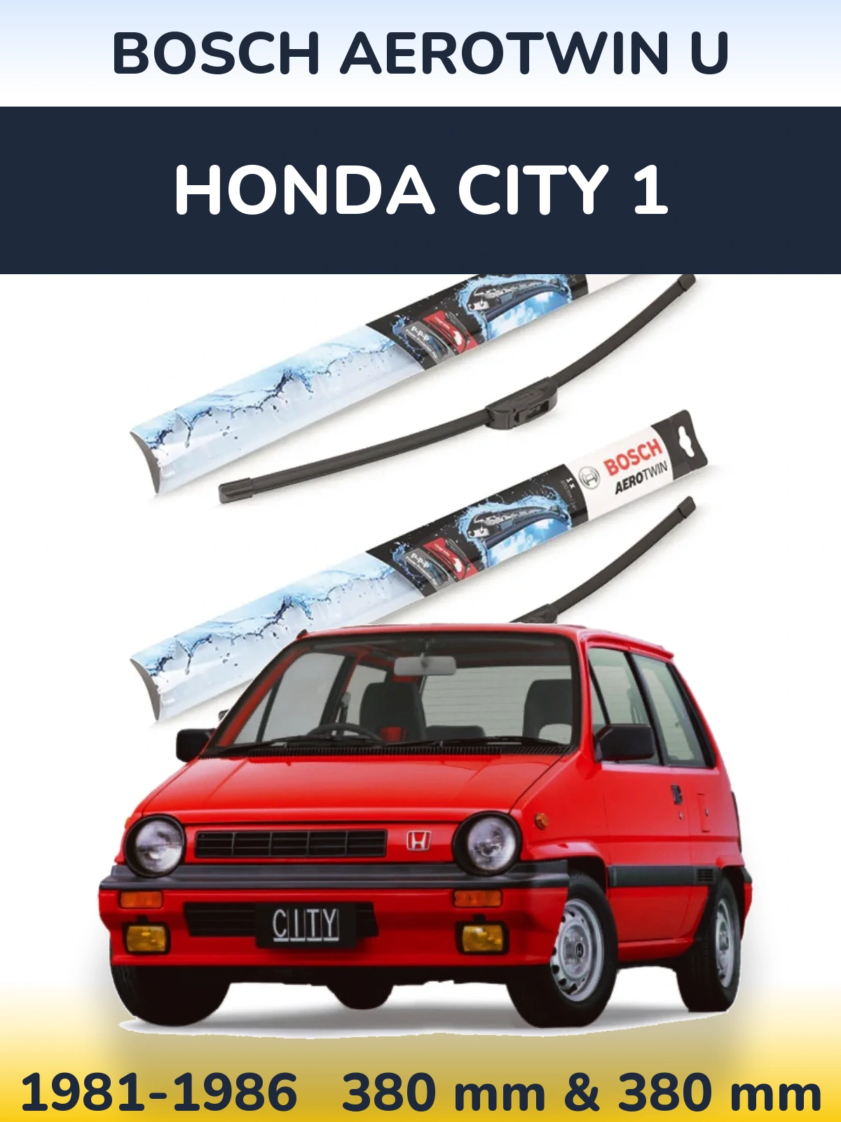 Комплект передніх щіток BOSCH AeroTwin U 380 & 380 мм для Honda City 1 1981-1986