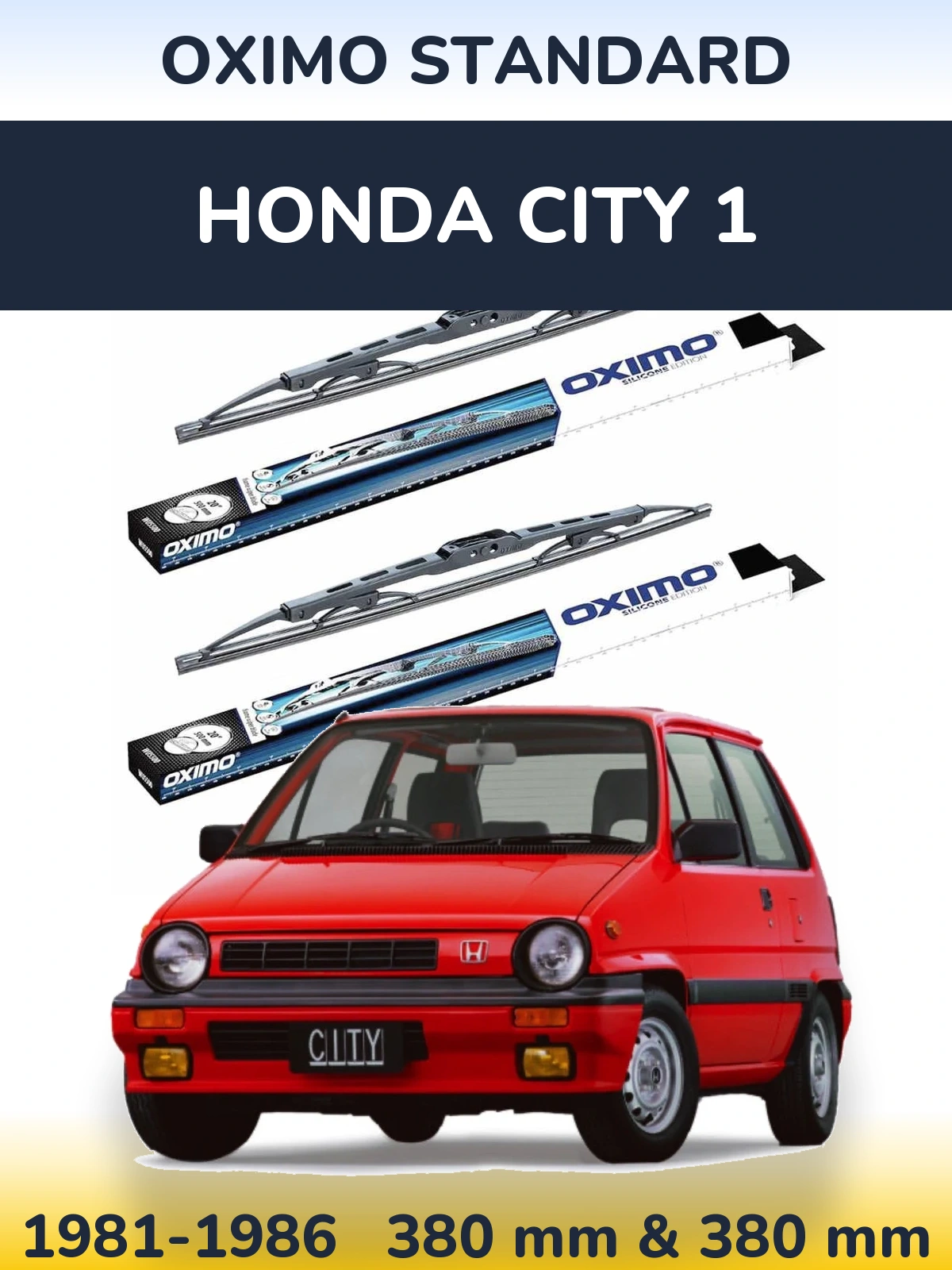 Front wiper blade set Oximo Standard 375 & 375 mm for Honda City 1 1981-1986