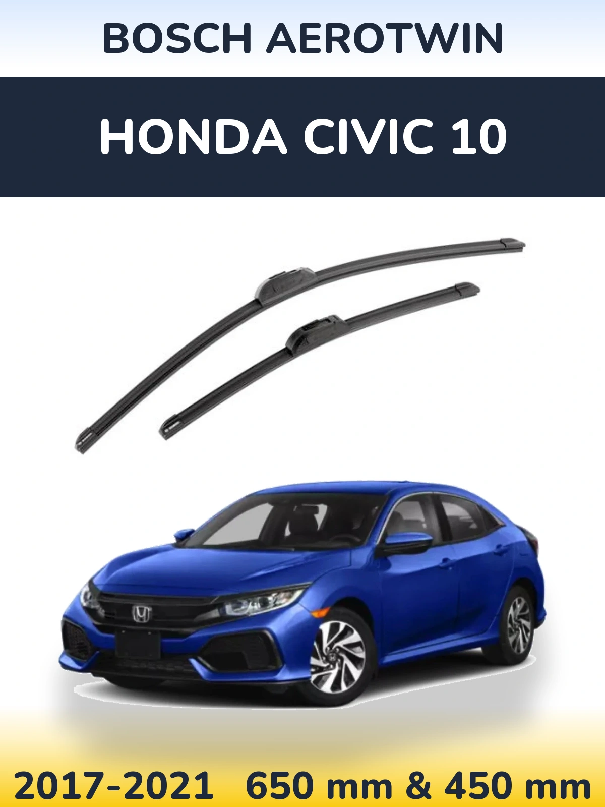 Комплект передніх щіток BOSCH AeroTwin 650 & 450 мм для Honda Civic 10 2017-2021