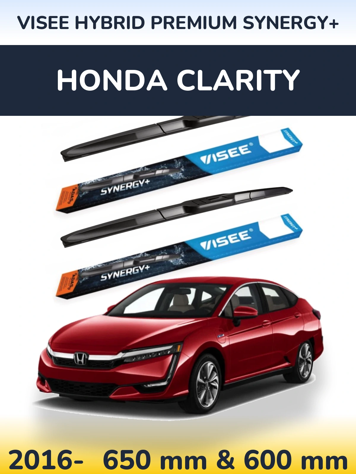 Комплект передніх щіток VISEE HYBRID PREMIUM SYNERGY+ 650 & 600 мм для Honda Clarity 2016-2026