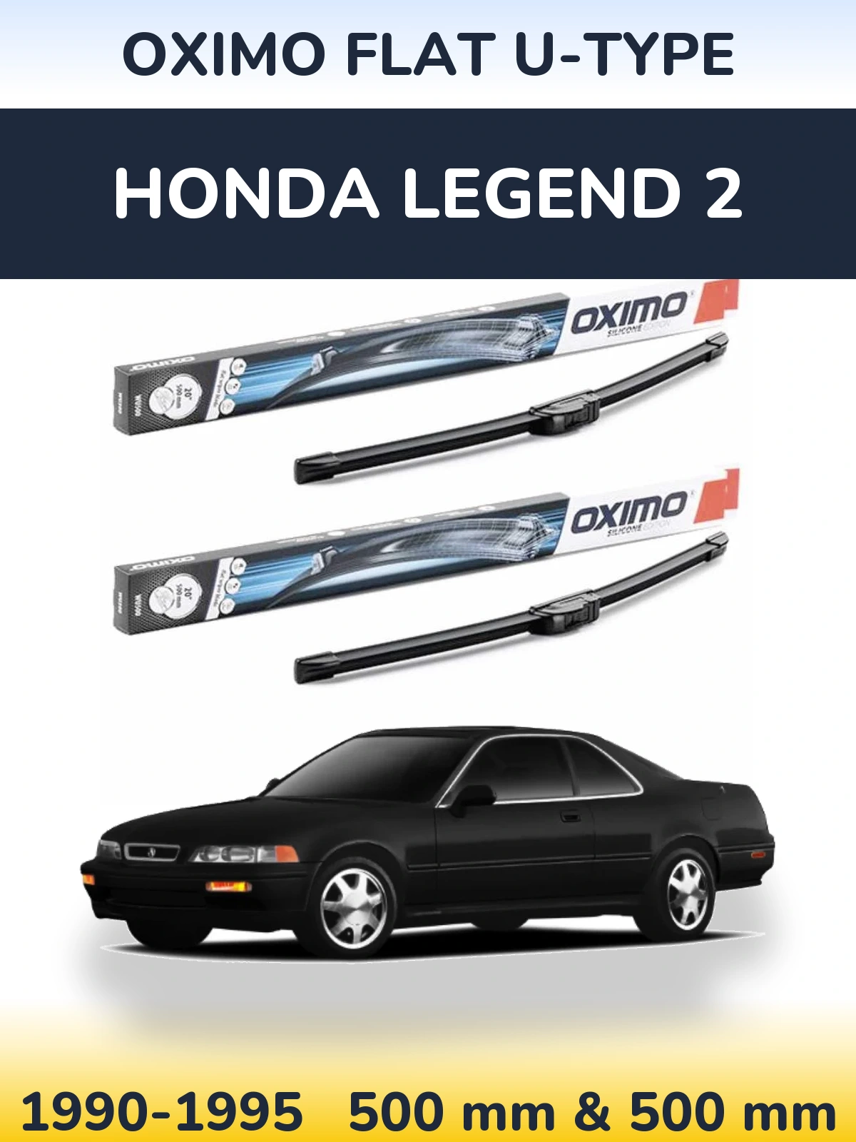 Комплект передних дворников Oximo Flat U-type 500 & 500 мм для Honda Legend 2 1990-1995