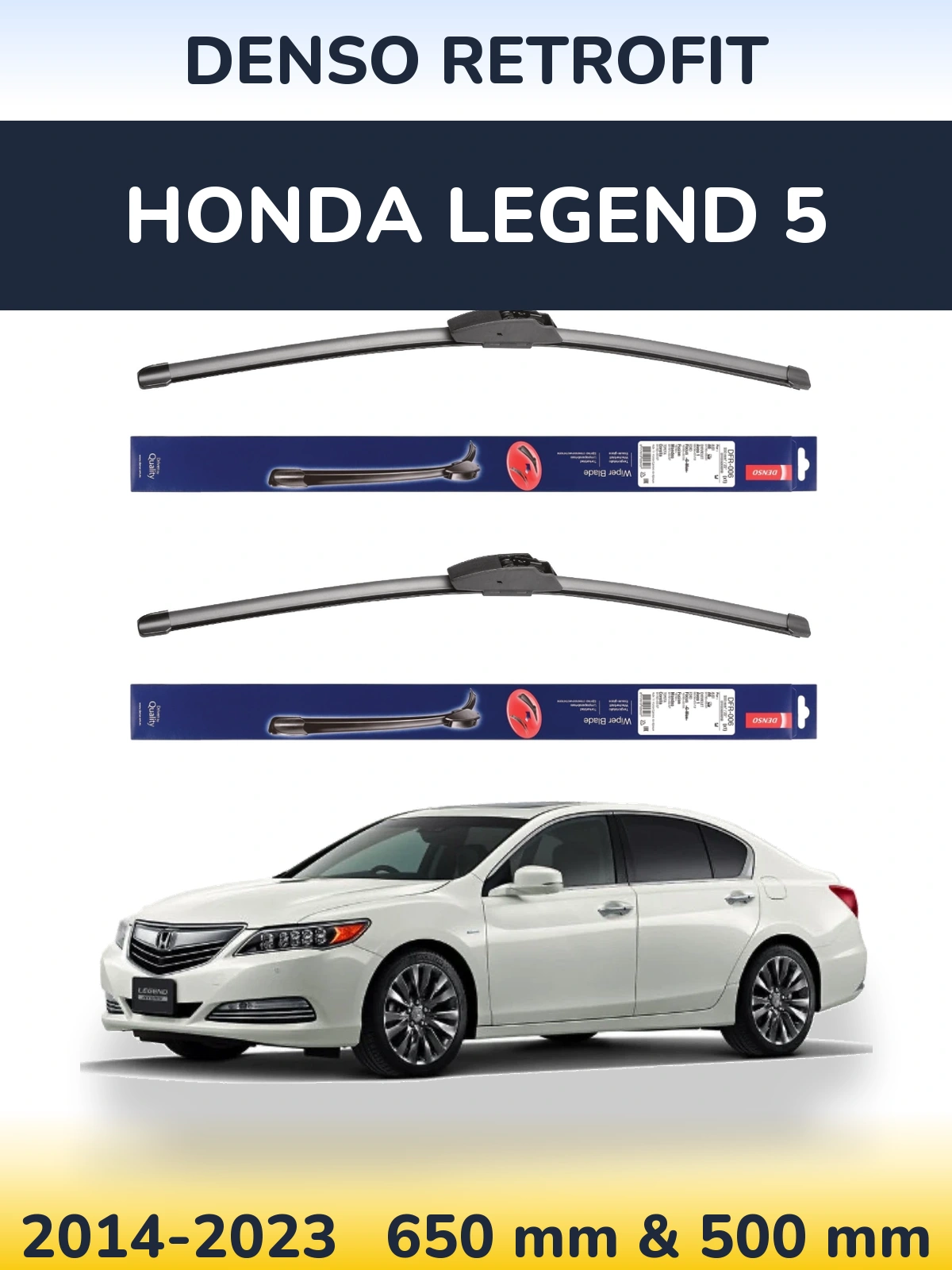 Комплект передних дворников Denso Retrofit 650 & 500 мм для Honda Legend 5 2014-2023