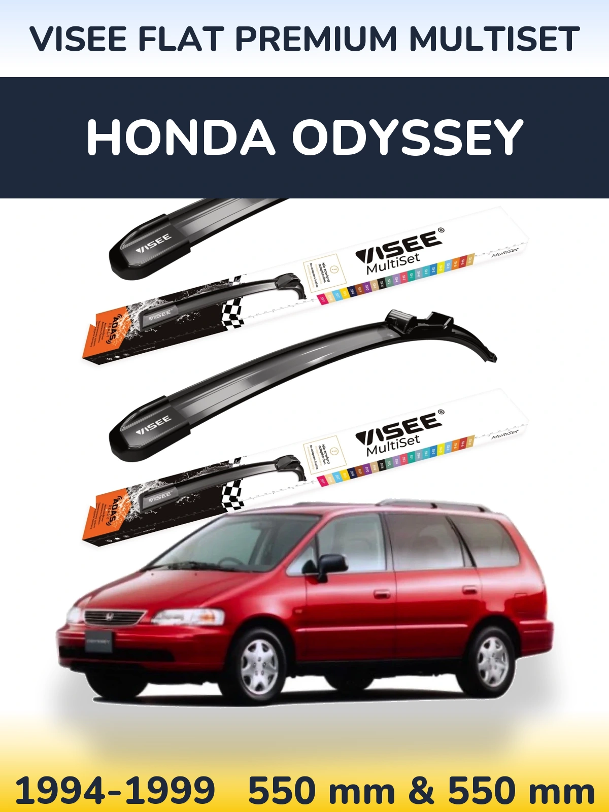 Front wiper blade set VISEE FLAT PREMIUM MultiSet 550 & 550 mm for Honda Odyssey 1994-1999