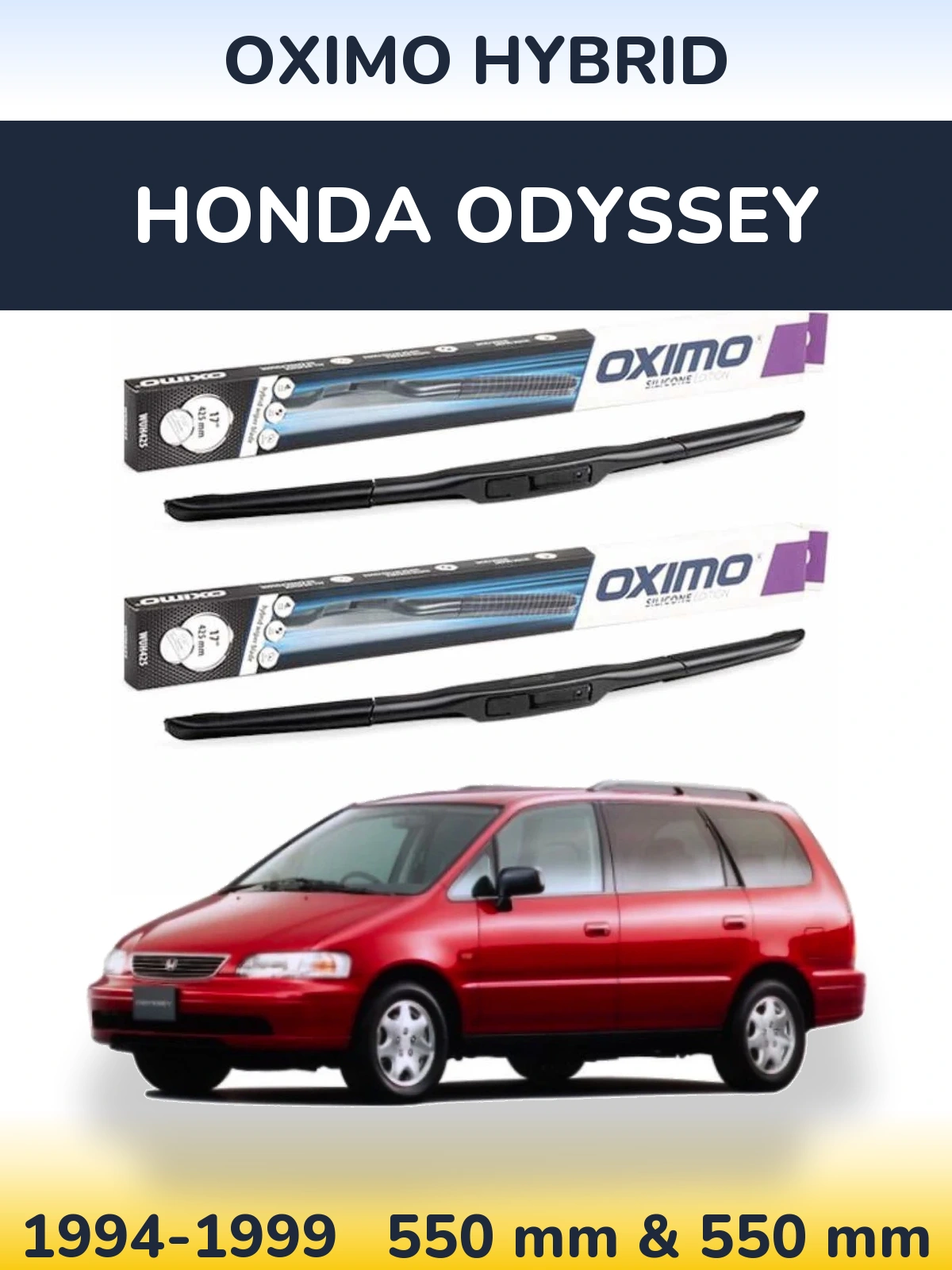 Front wiper blade set Oximo Hybrid 550 & 550 mm for Honda Odyssey 1994-1999