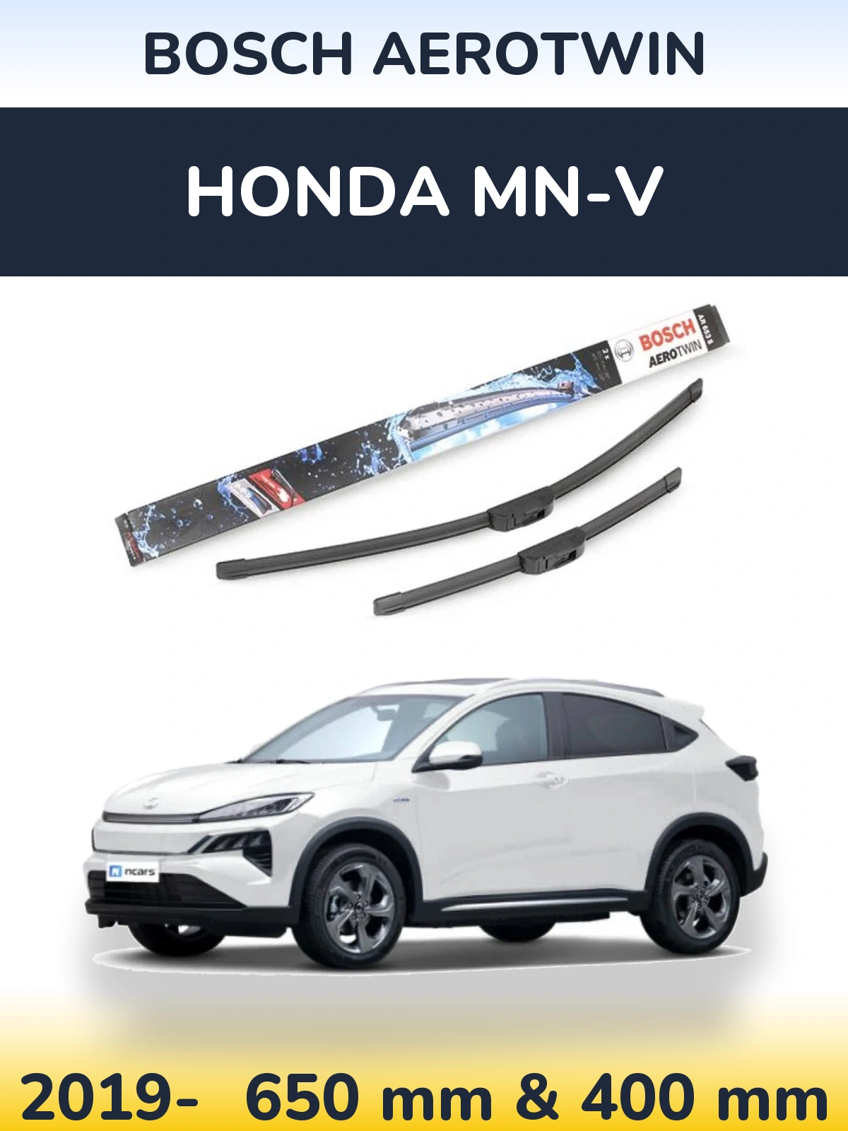Front wiper blade set BOSCH AeroTwin 650 & 400 mm for Honda MN-V 2019-2026