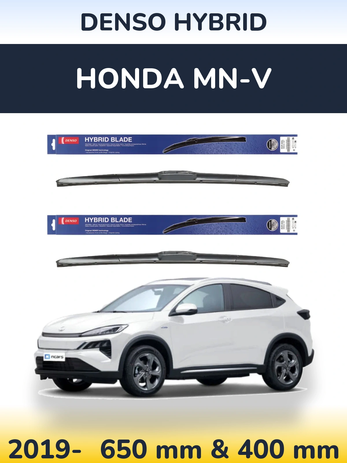 Front wiper blade set Denso Hybrid 650 & 400 mm for Honda MN-V 2019-2026