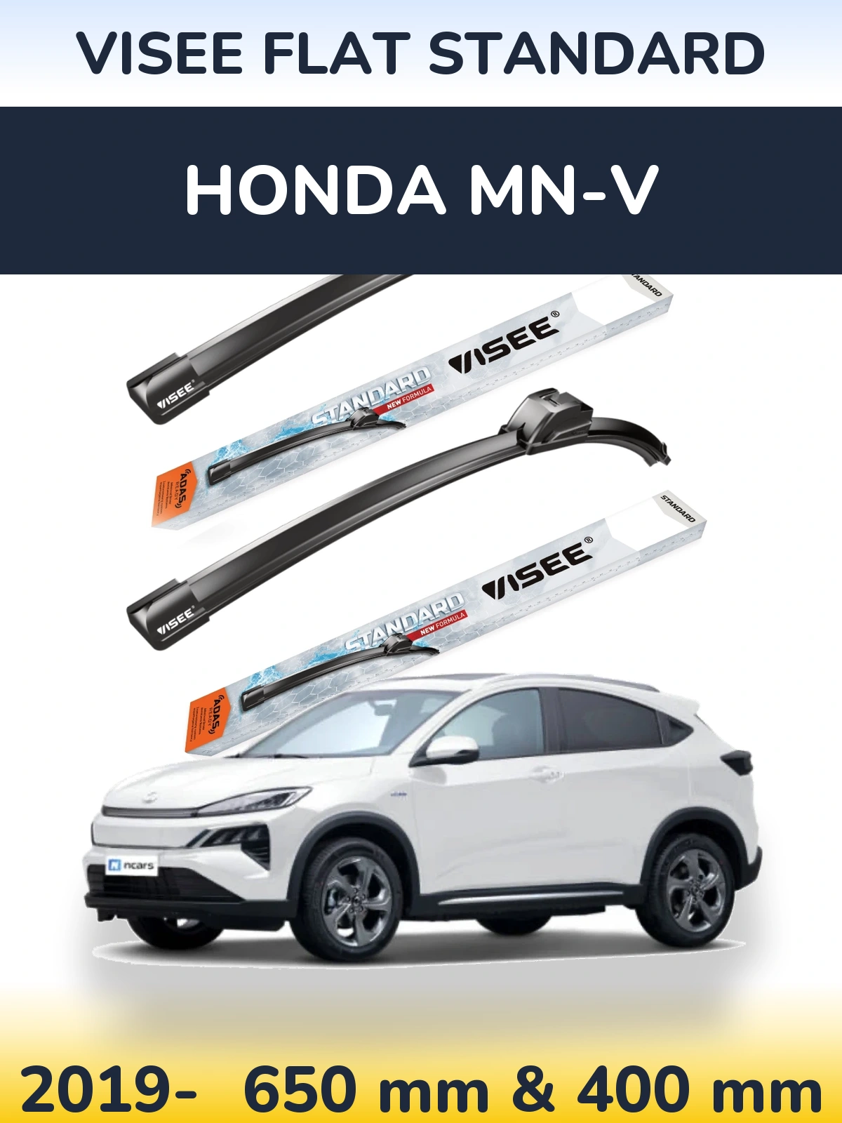 Front wiper blade set VISEE FLAT STANDARD 650 & 400 mm for Honda MN-V 2019-2026