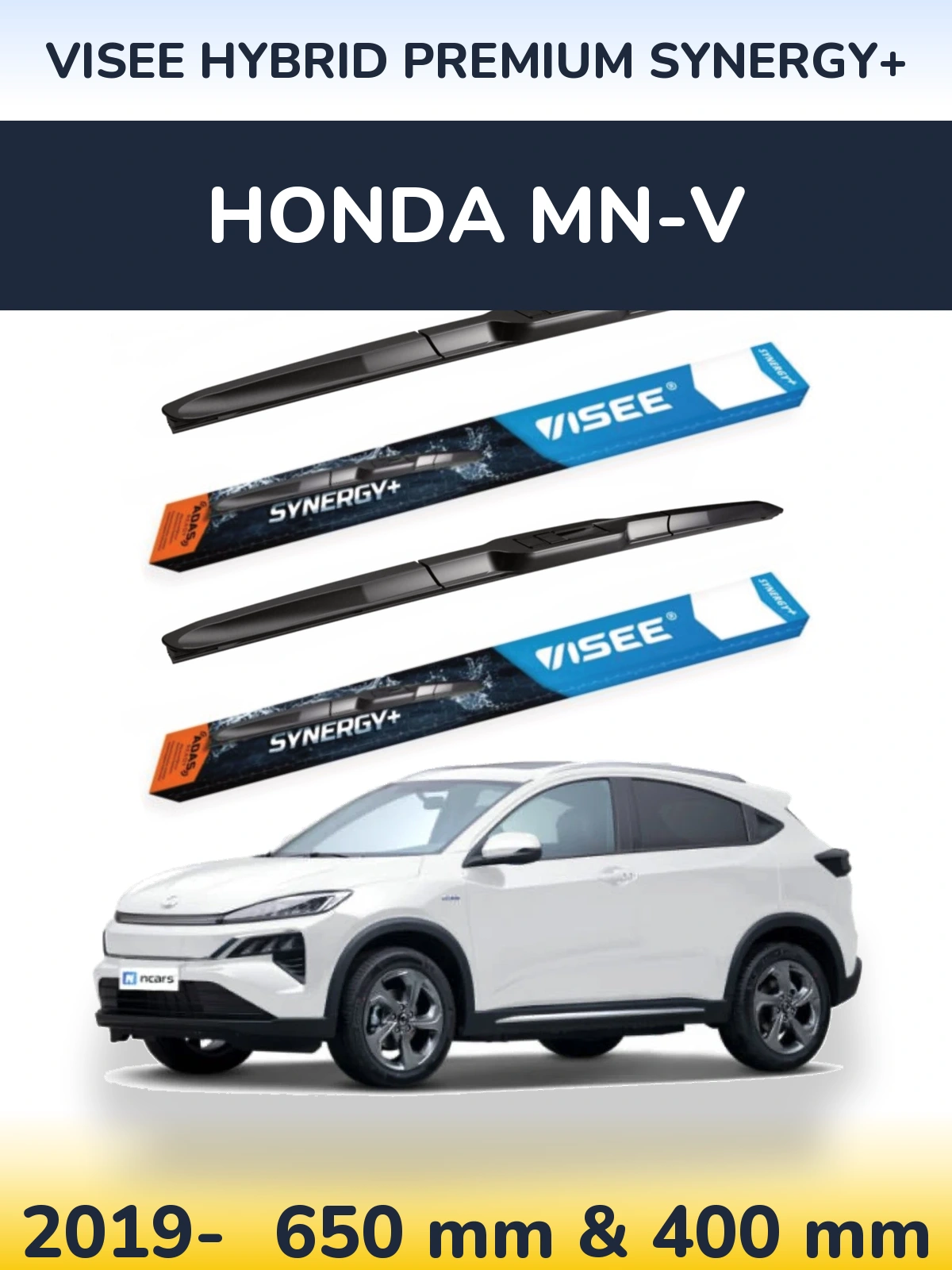 Front wiper blade set VISEE HYBRID PREMIUM SYNERGY+ 650 & 400 mm for Honda MN-V 2019-2026