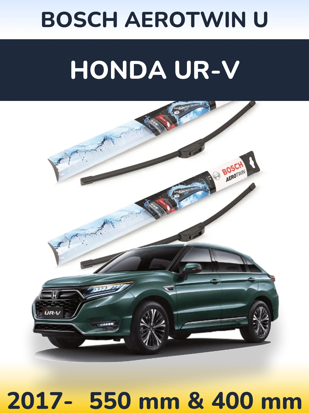 Front wiper blade set BOSCH AeroTwin U 550 & 400 mm for Honda UR-V 2017-2026