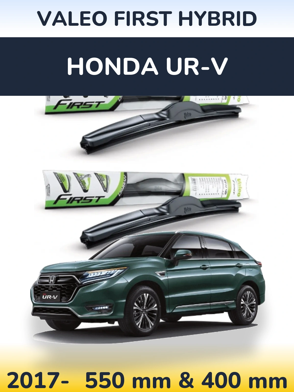 Front wiper blade set Valeo First Hybrid 550 & 400 mm for Honda UR-V 2017-2026