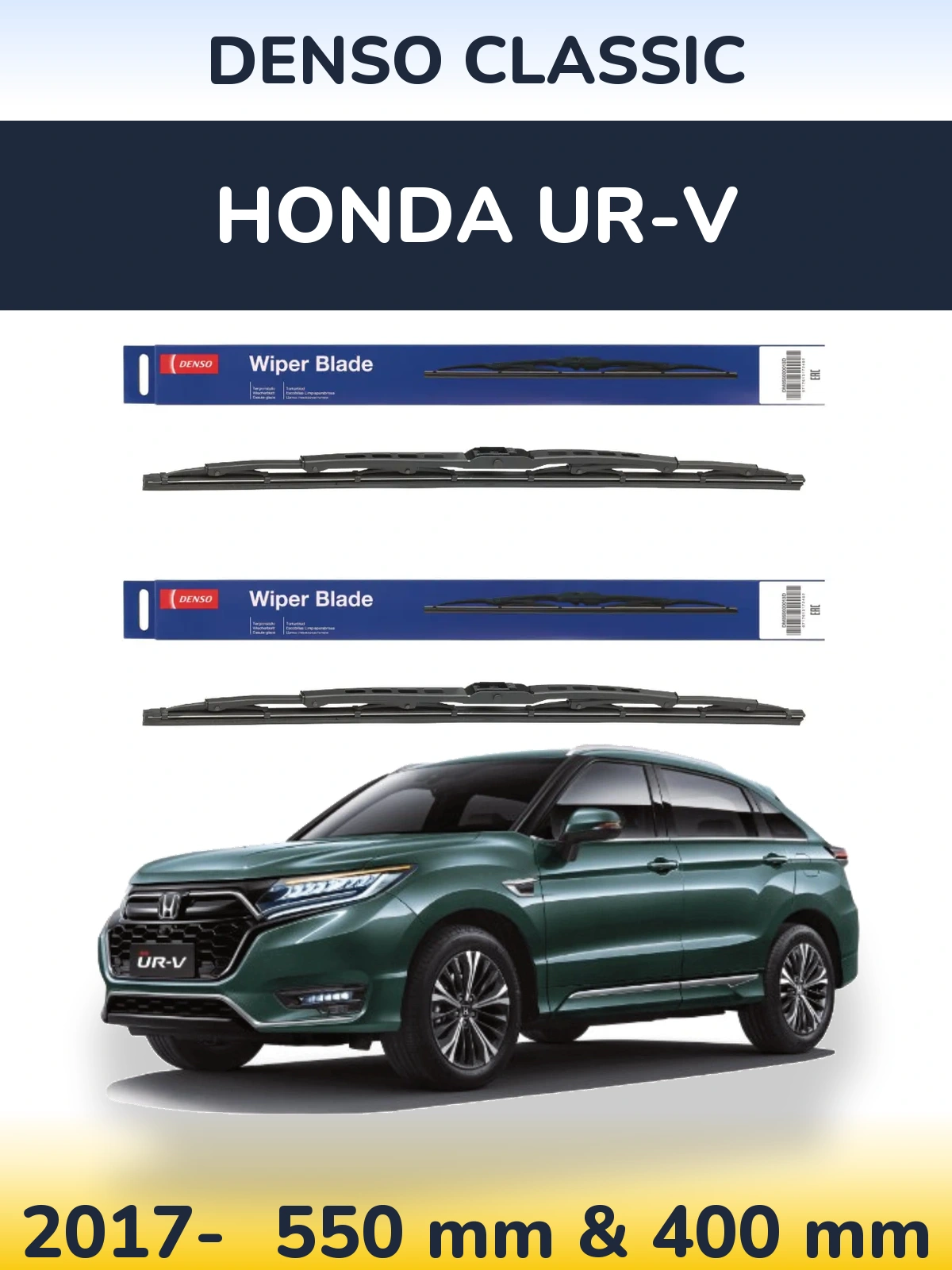 Front wiper blade set Denso Classic 550 & 400 mm for Honda UR-V 2017-2026
