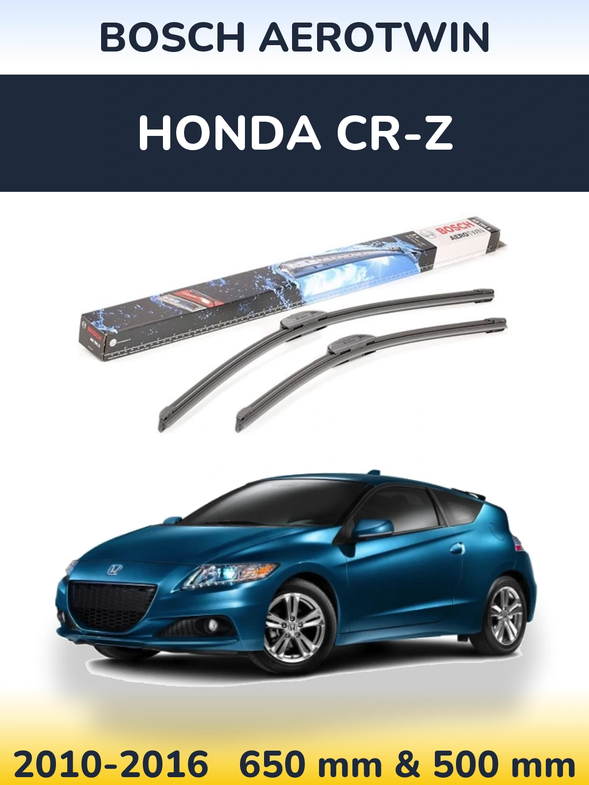 Комплект передніх щіток BOSCH AeroTwin 650 & 500 мм для Honda CR-Z 2010-2016