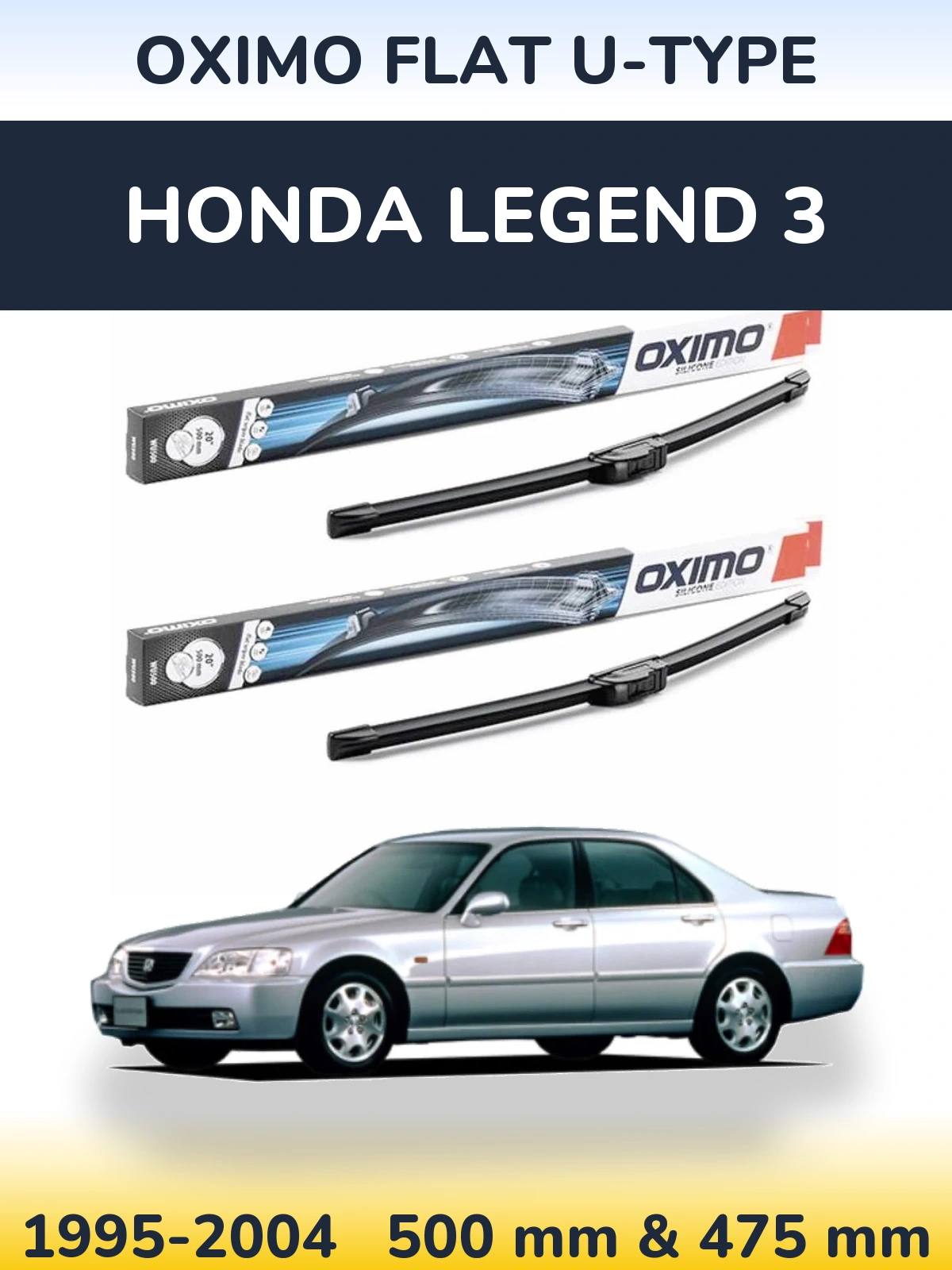 Комплект передних дворников Oximo Flat U-type 500 & 475 мм для Honda Legend 3 1995-2004