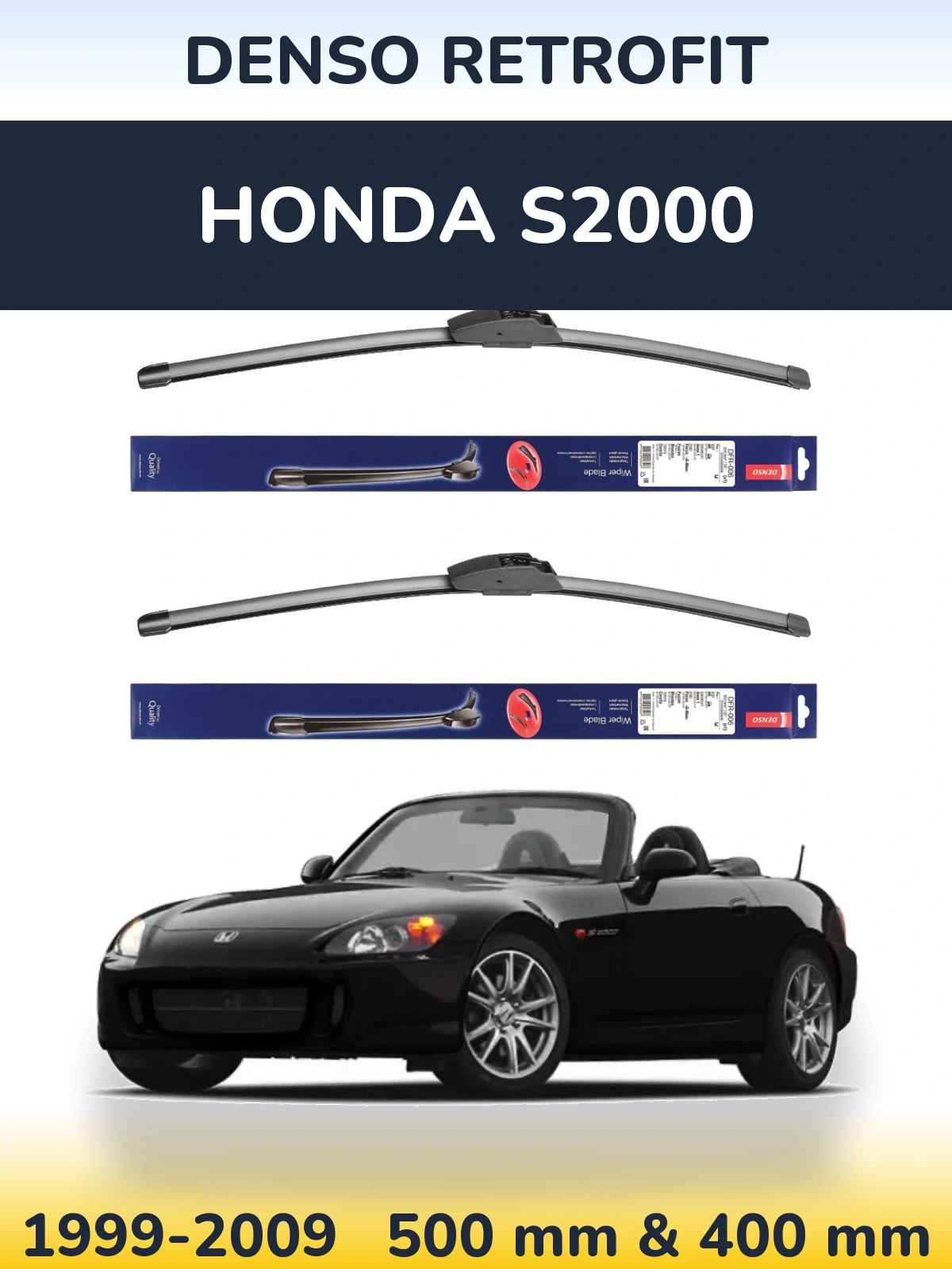 Комплект передніх щіток Denso Retrofit 500 & 400 мм для Honda S2000 1999-2009