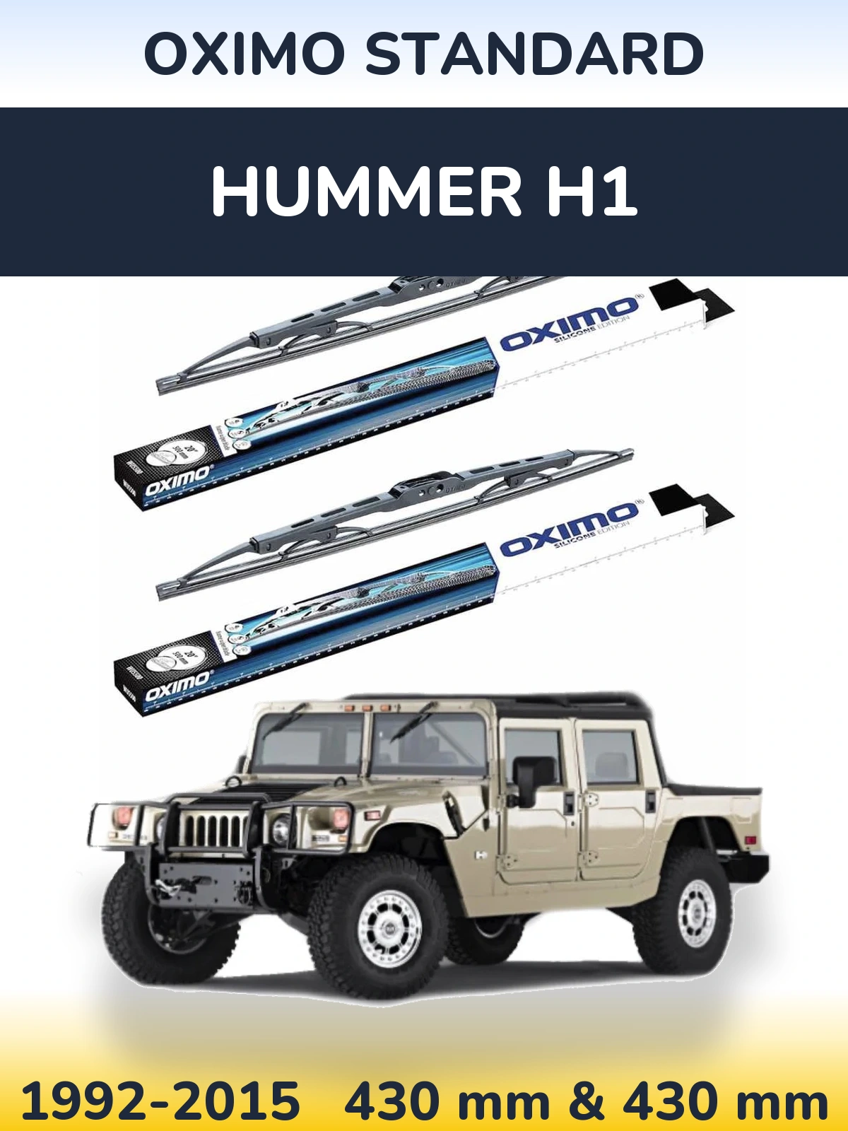 Front wiper blade set Oximo Standard 425 & 425 mm for Hummer H1 1992-2015